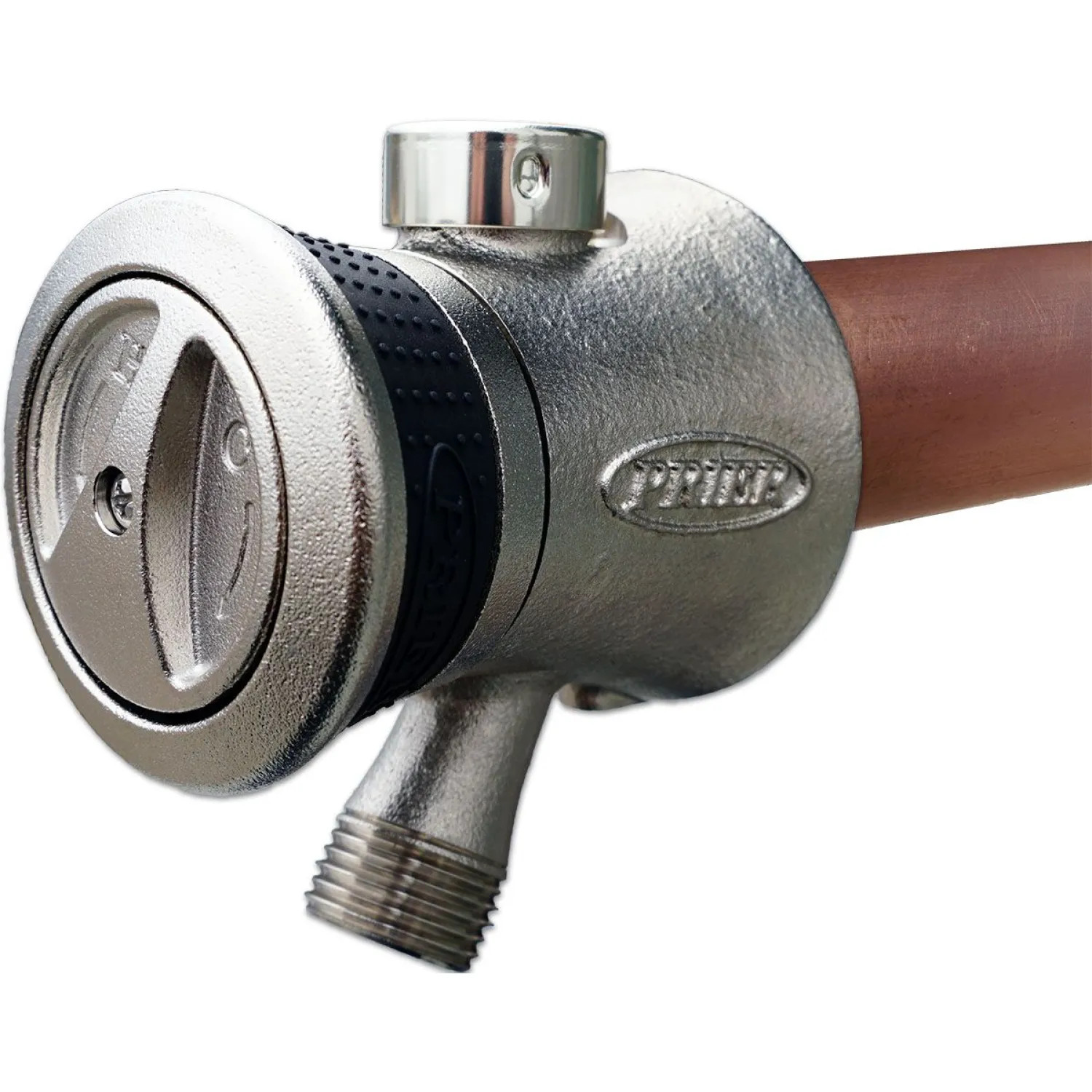 Prier P-118X12 Prier Truetemp 12in Hot & Cold Hydrant, Single-Handle, Anti-Siphon, 1/2in Crimp PEX Inlet, Satin Nickel - P-118X12