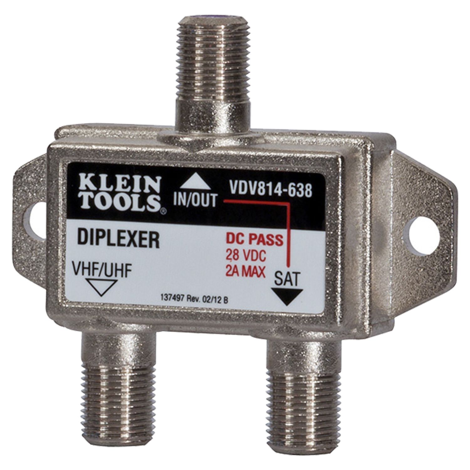 Klein VDV814-638 KLEIN VDV814-638 SATELLITE/TV DIPLEXER 5 MHZ 2.3 GHZ