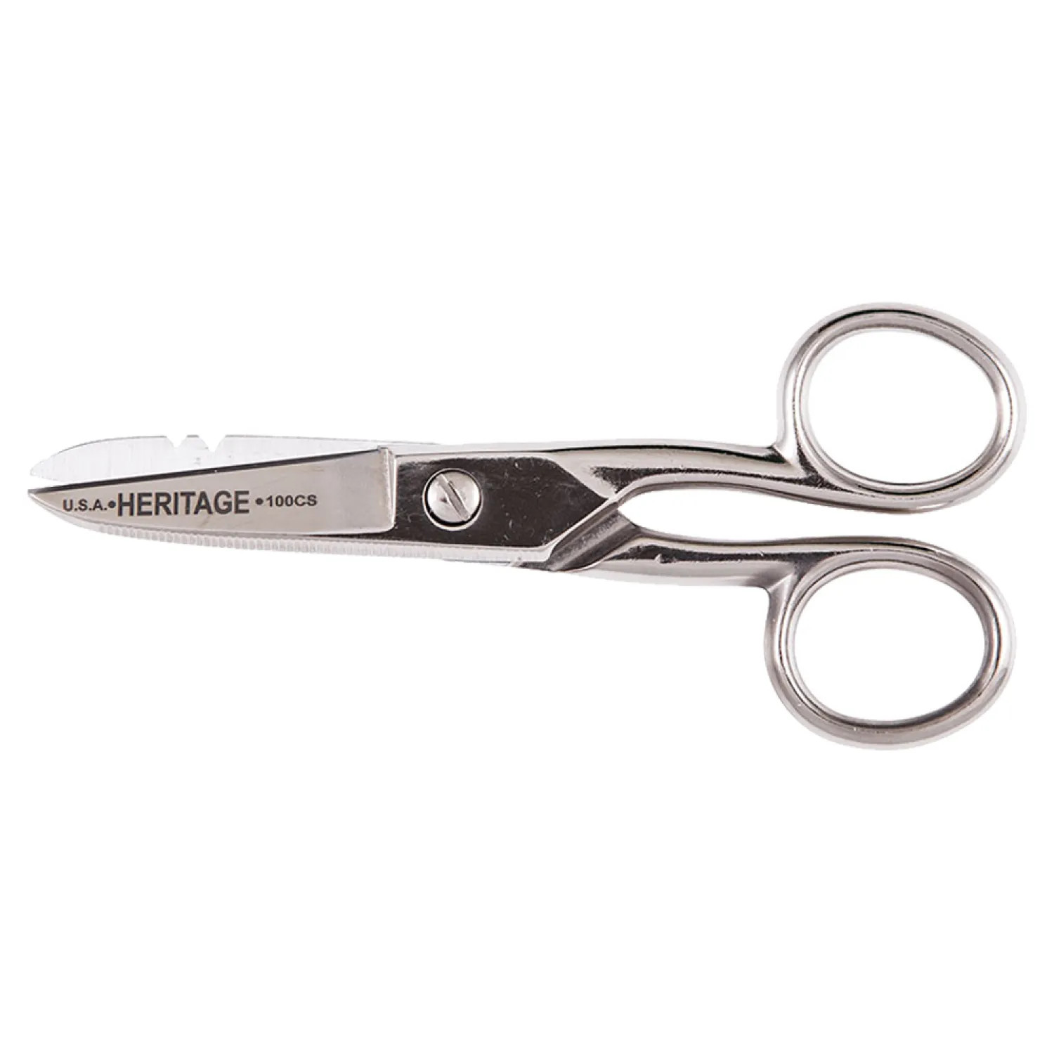 Klein 100CS KLEIN 100CS SERRATED ELECTRICIAN SCISSORS WITH STRIPPING NOTCHES