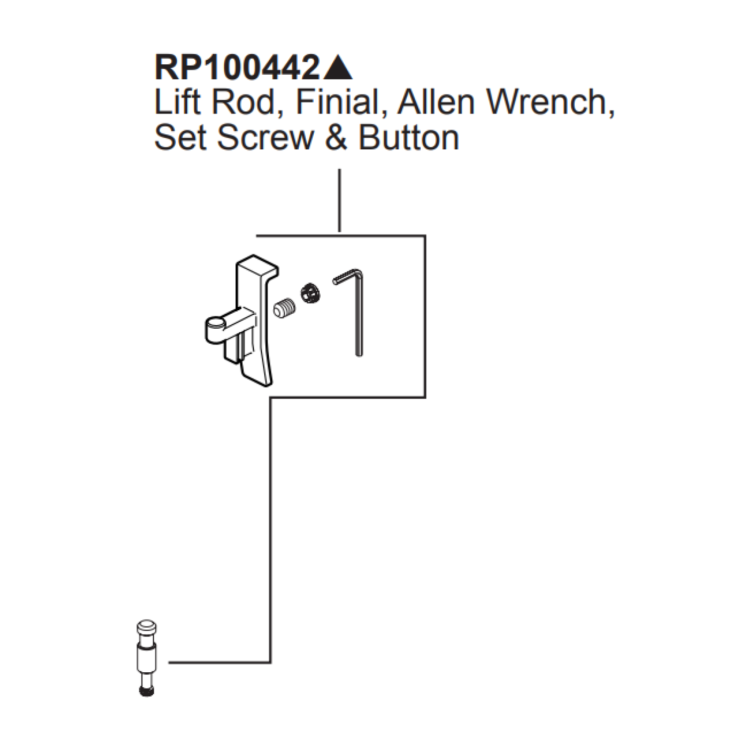 Brizo RP100442GL Brizo Levoir Finial, Screw, Cover, and Lift Rod for Single-Handle Lavatory Faucet, Brilliance Luxe Gold - RP100442GL