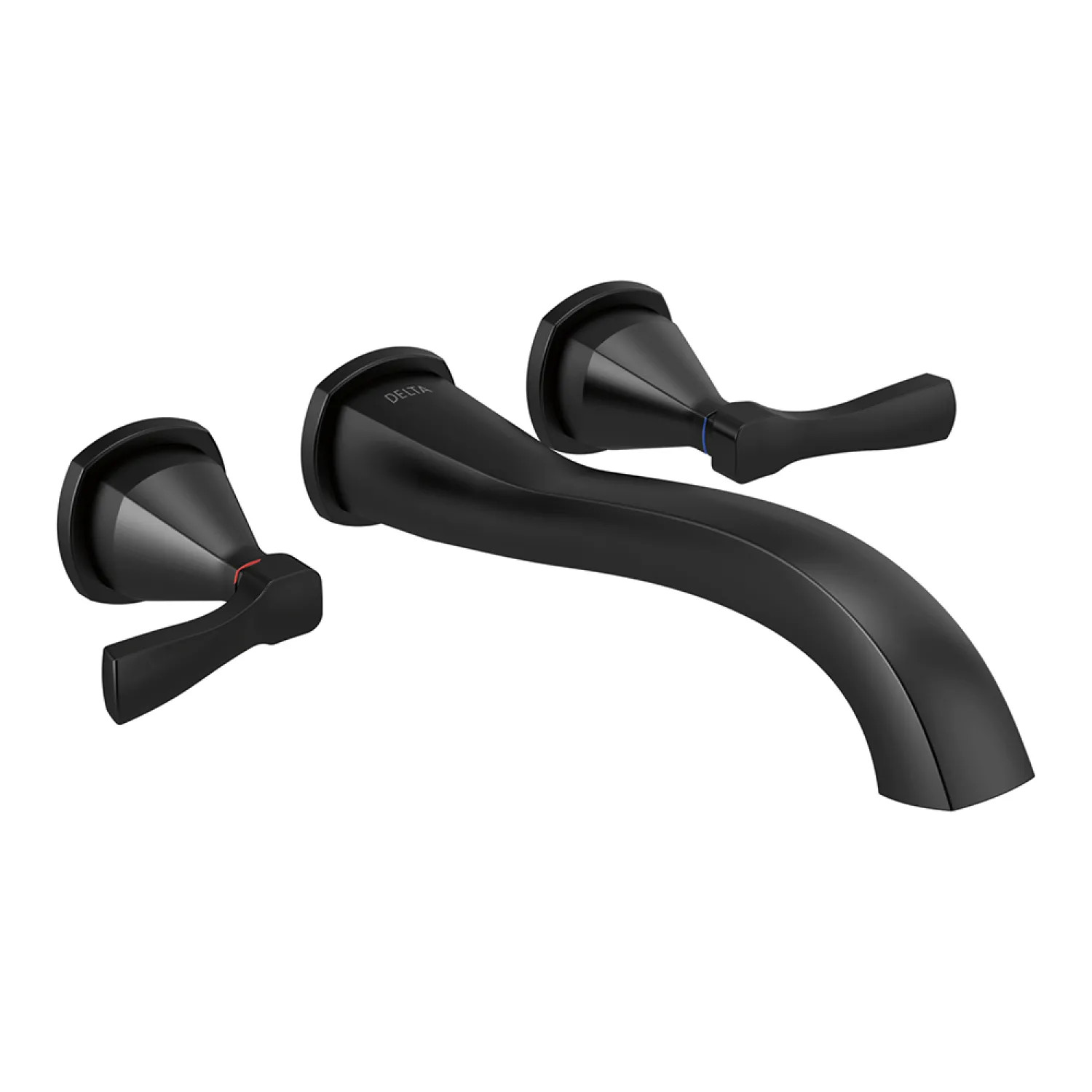 Delta T5776-BLWL Delta Stryke Two-Handle Wall-Mount Tub Faucet Trim, Lever Handles, 8 GPM, Matte Black - T5776-BLWL