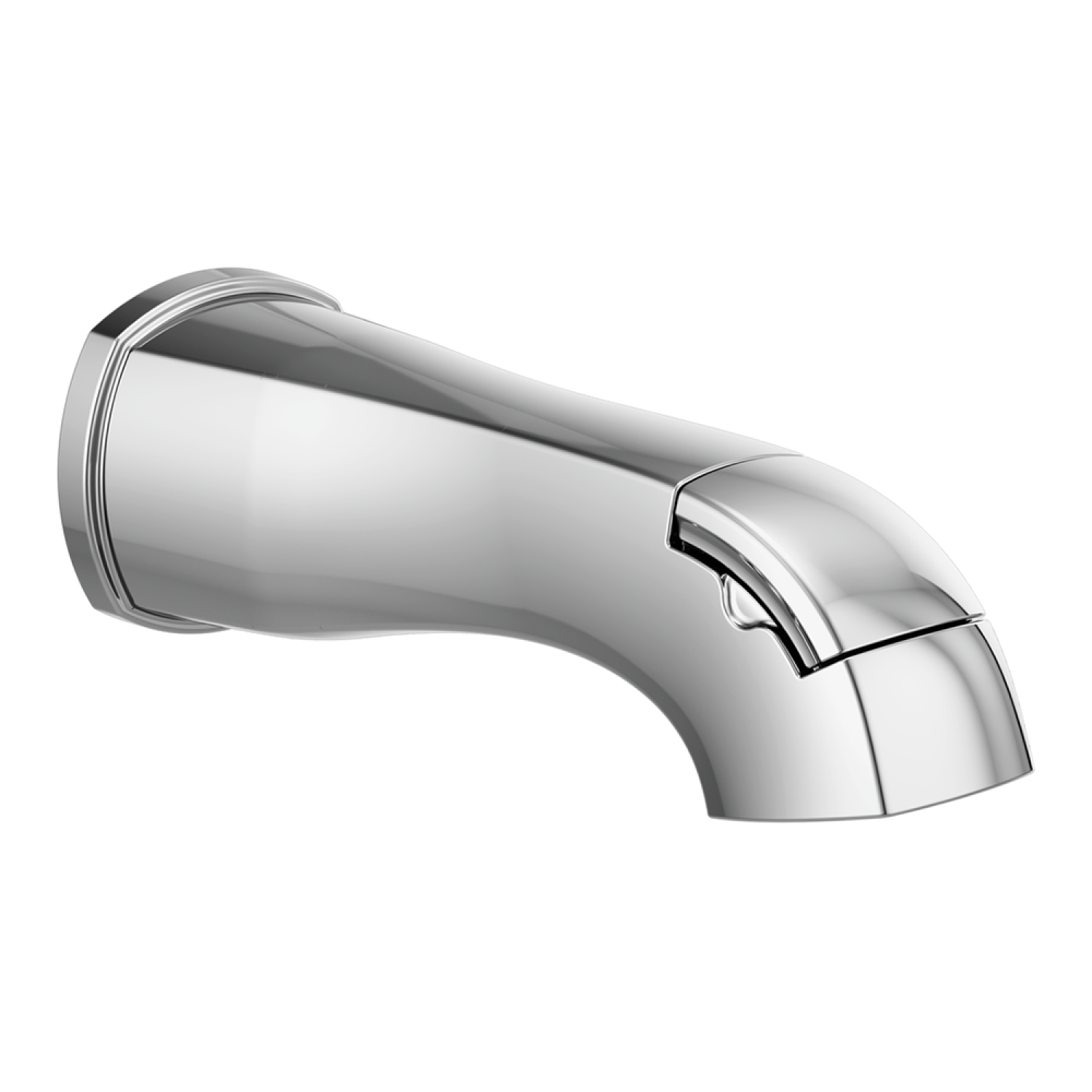 Delta RP93376 Delta Stryke 8in Diverter Chrome Metal Tub Spout with Pull-Up Diverter, Wall-Mount, Single-Hole Installation, for use with Stryke Tub/Shower Trim - RP93376