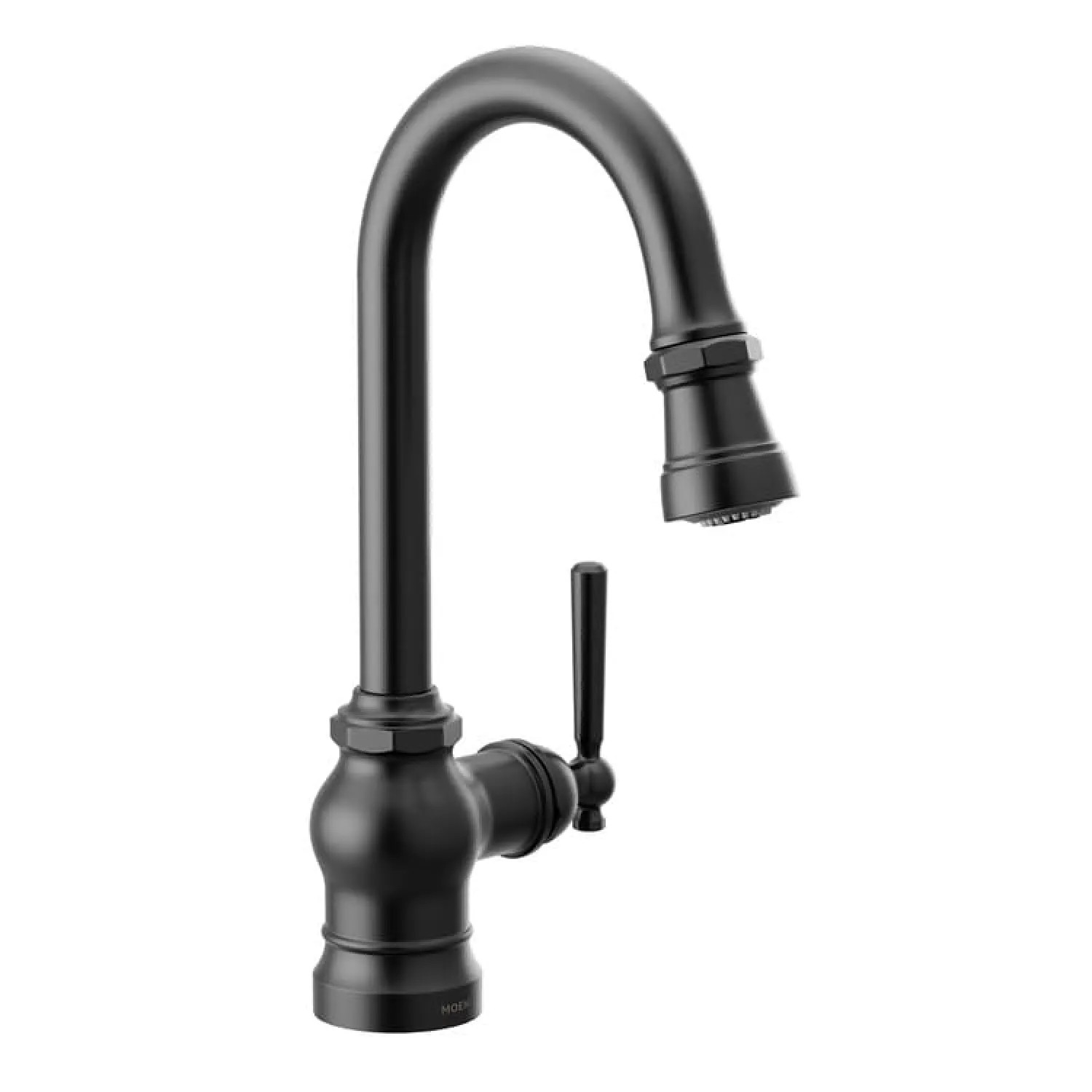 Moen S52003BL Moen Paterson Single Handle Pull-Down Bar/Prep Faucet, Lever/Wheel Handle Options, Matte Black - S52003BL