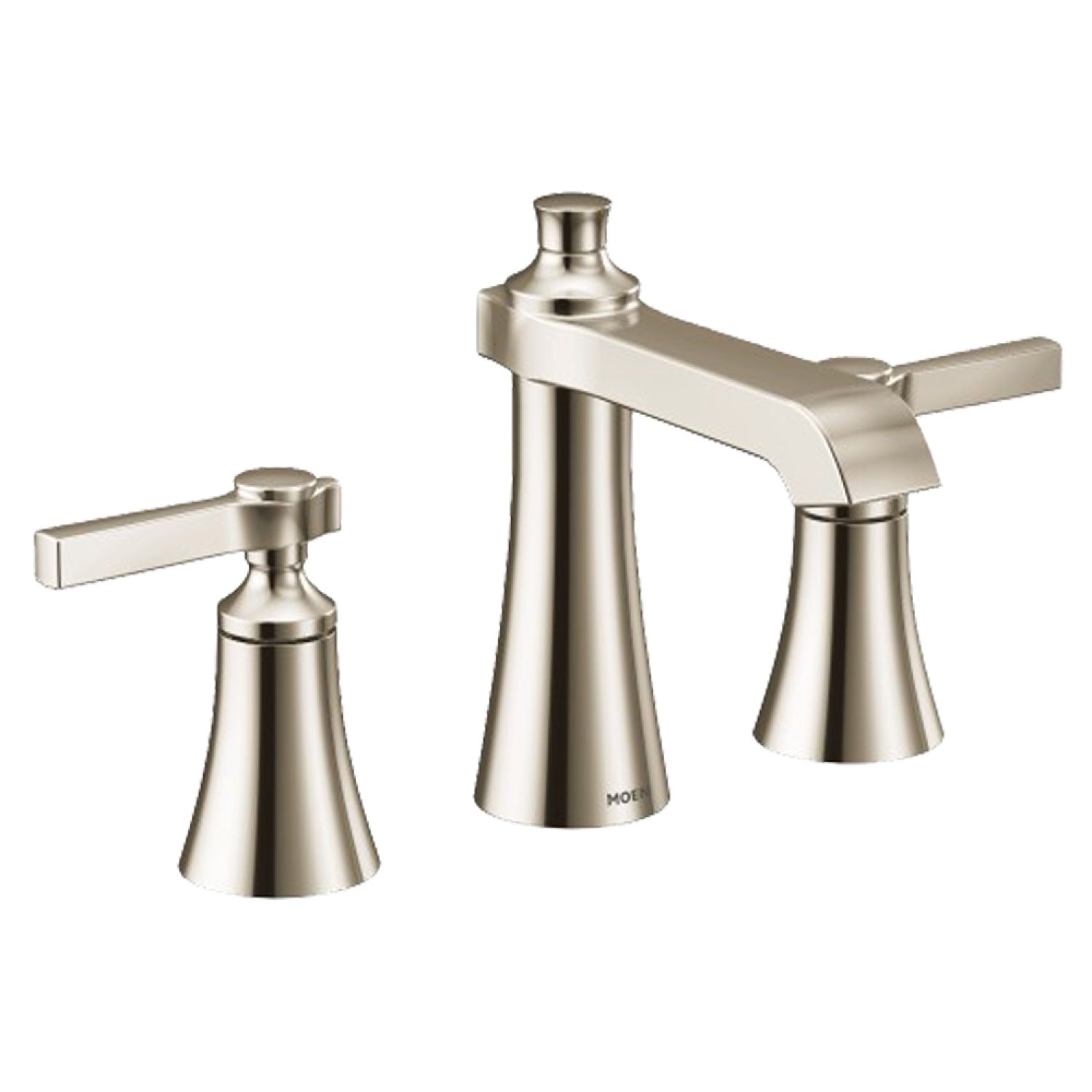 Moen TS6984NL Moen Flara Two-Handle Widespread Polished Nickel Bathroom Faucet with Lever Handles, 1.2 GPM, 60 PSI, WaterSense, Three-Holes - TS6984NL