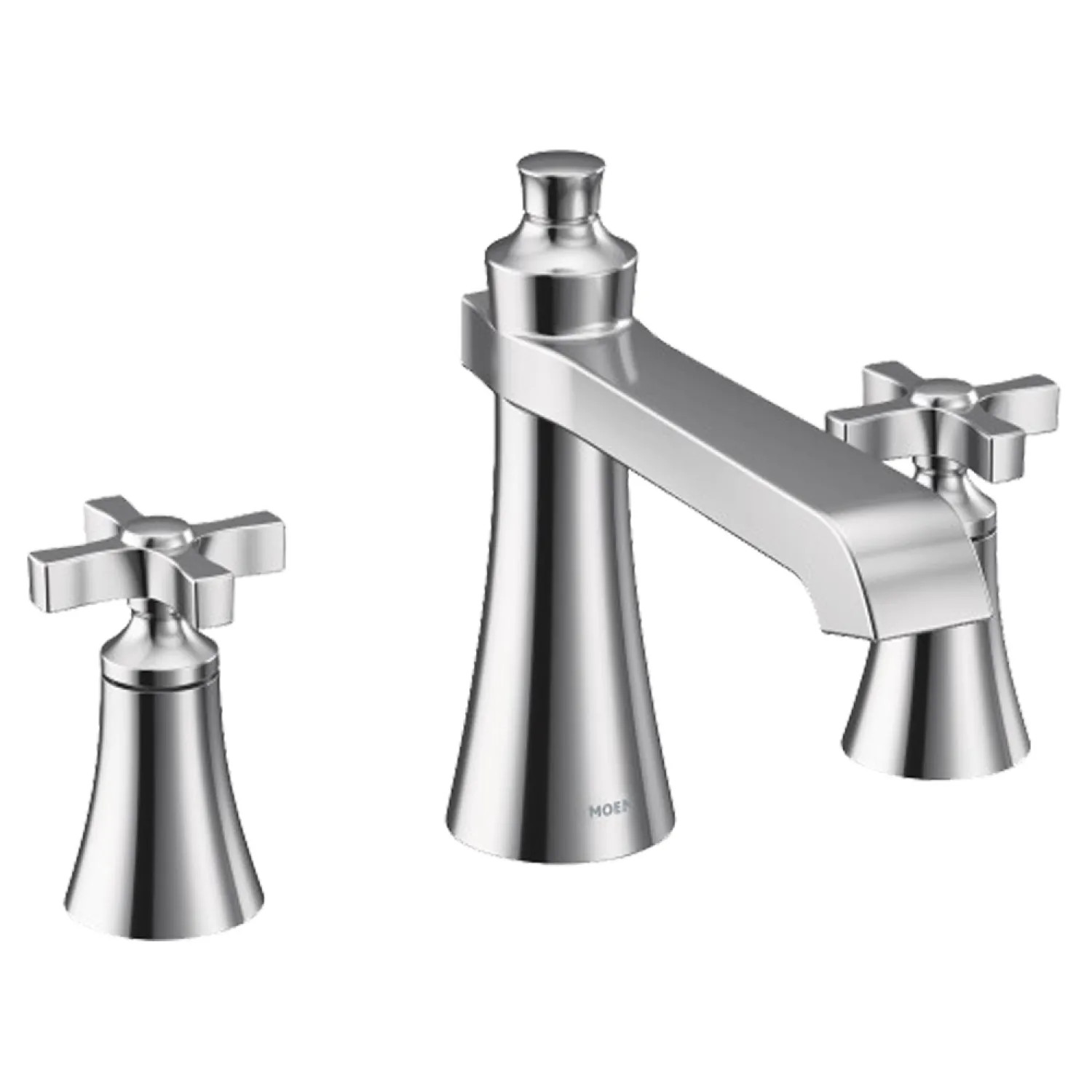 Moen TS927 Moen Flara Two-Handle Roman Tub Faucet, High Arc Spout, Cross Handles, Chrome - TS927