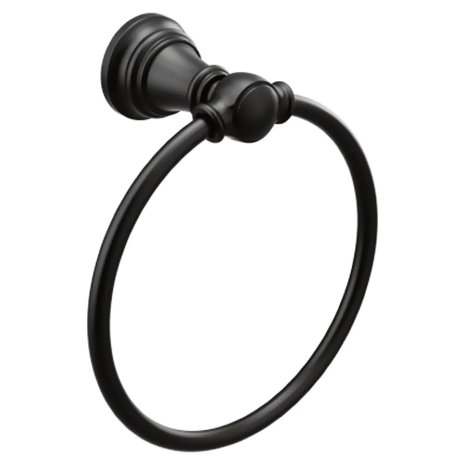   Moen Weymouth Round Wall Mounted Towel Ring, Zinc Constructed, Matte Black - YB8486BL