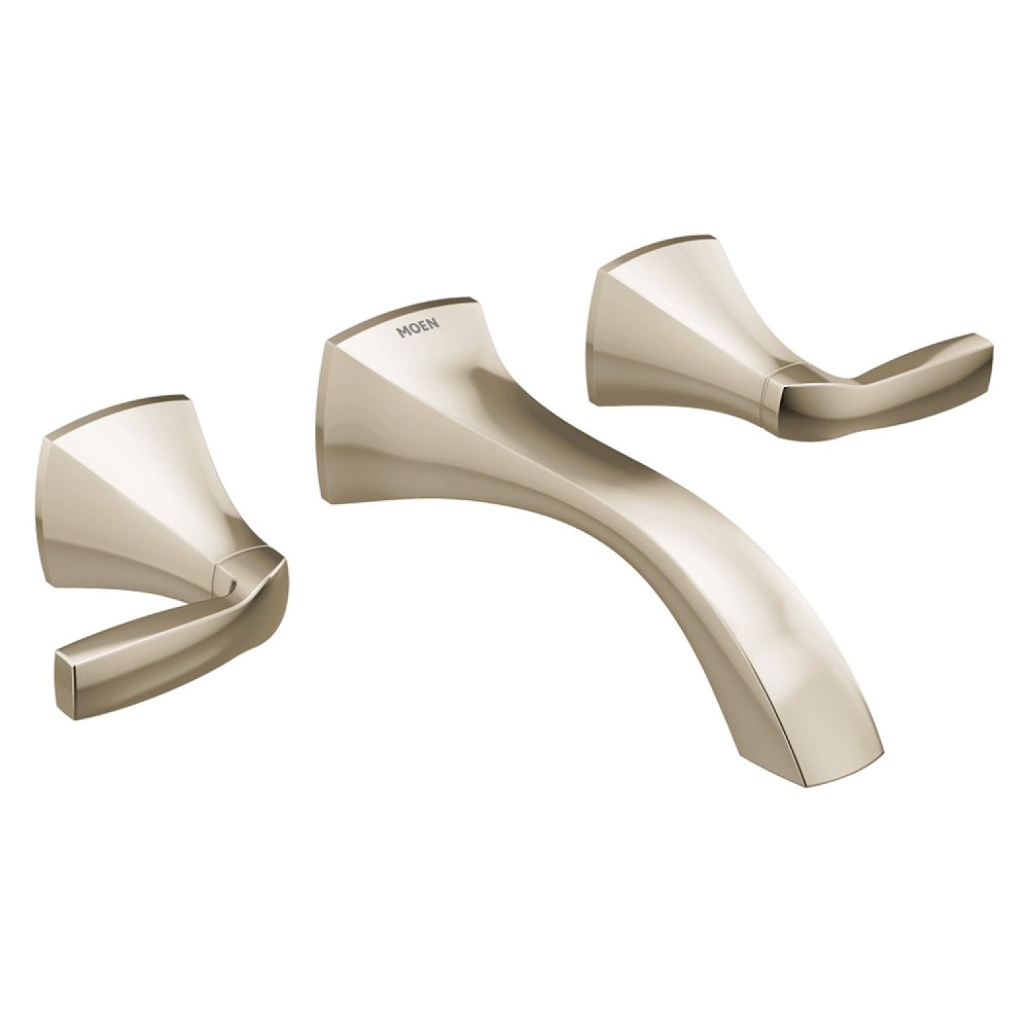 Moen T6906NL Moen Voss Two-Handle Wall-Mount Widespread Polished Nickel Bathroom Faucet, 1.2 GPM, 60 PSI, WaterSense, Lever Handles, Three-Holes, ADA - T6906NL