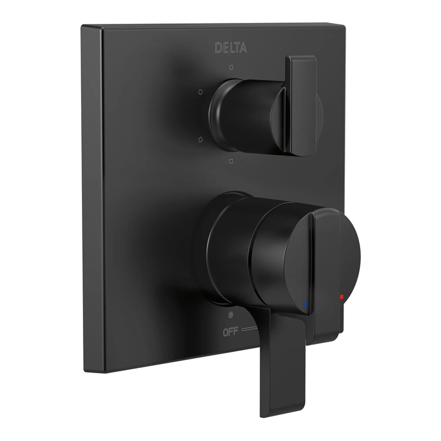 Delta T27967-BL Delta Angular Modern Monitor 17 Series Two-Handle Valve Trim w/ 6-Function Diverter, Lever Handles, Matte Black - T27967-BL