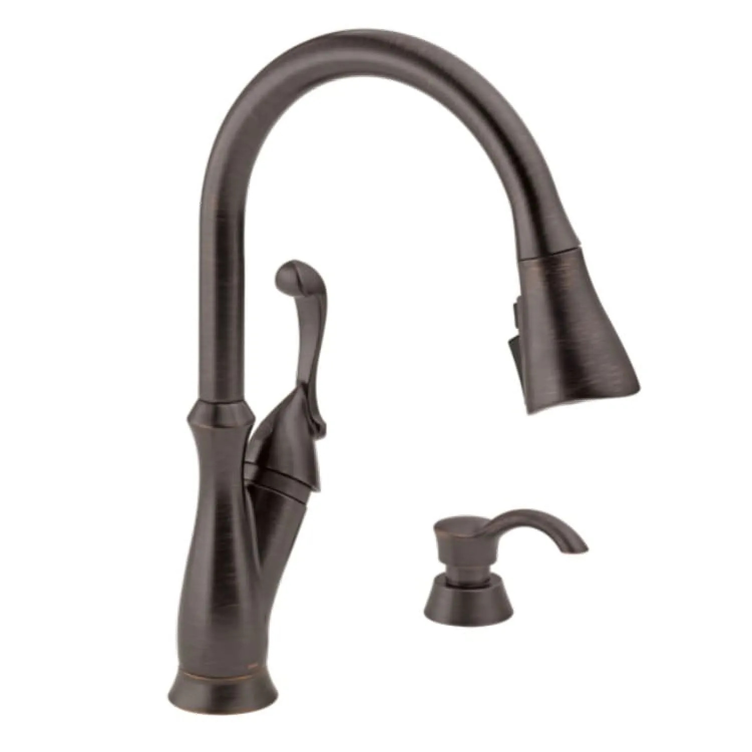 Delta 19950Z-RBSD-DST Delta Arabella Single-Handle Venetian Bronze Pull-Down Kitchen Faucet with Soap Dispenser, 1.8 GPM, Lever Handle, Diamond Seal Technology, Touch2O - 19950Z-RBSD-DST