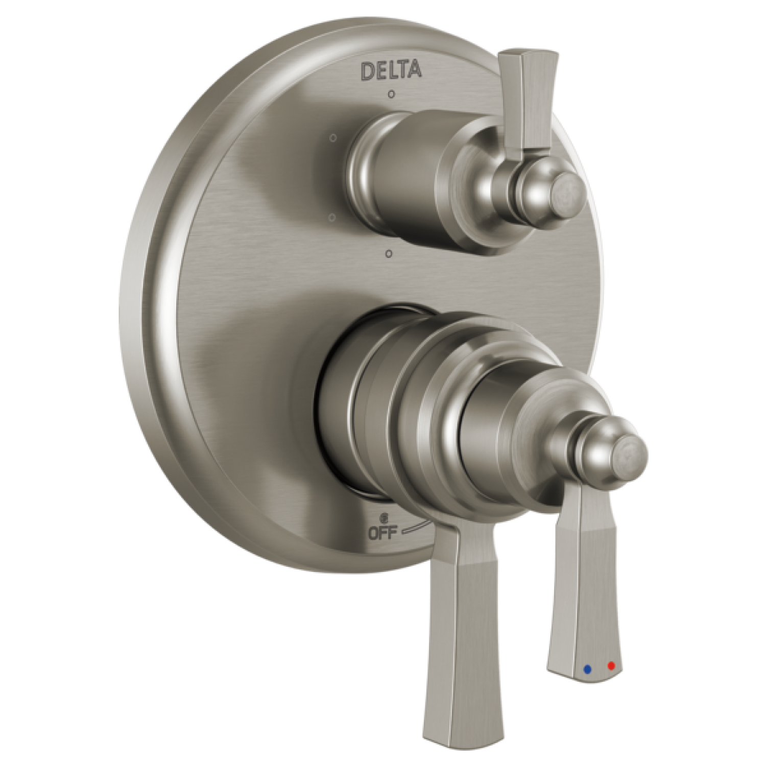 Delta T27956-SS Delta Dorval Monitor 17 Series Two-Handle Valve Trim w/ 6-Function Diverter, Lever Handles, Stainless Steel - T27956-SS
