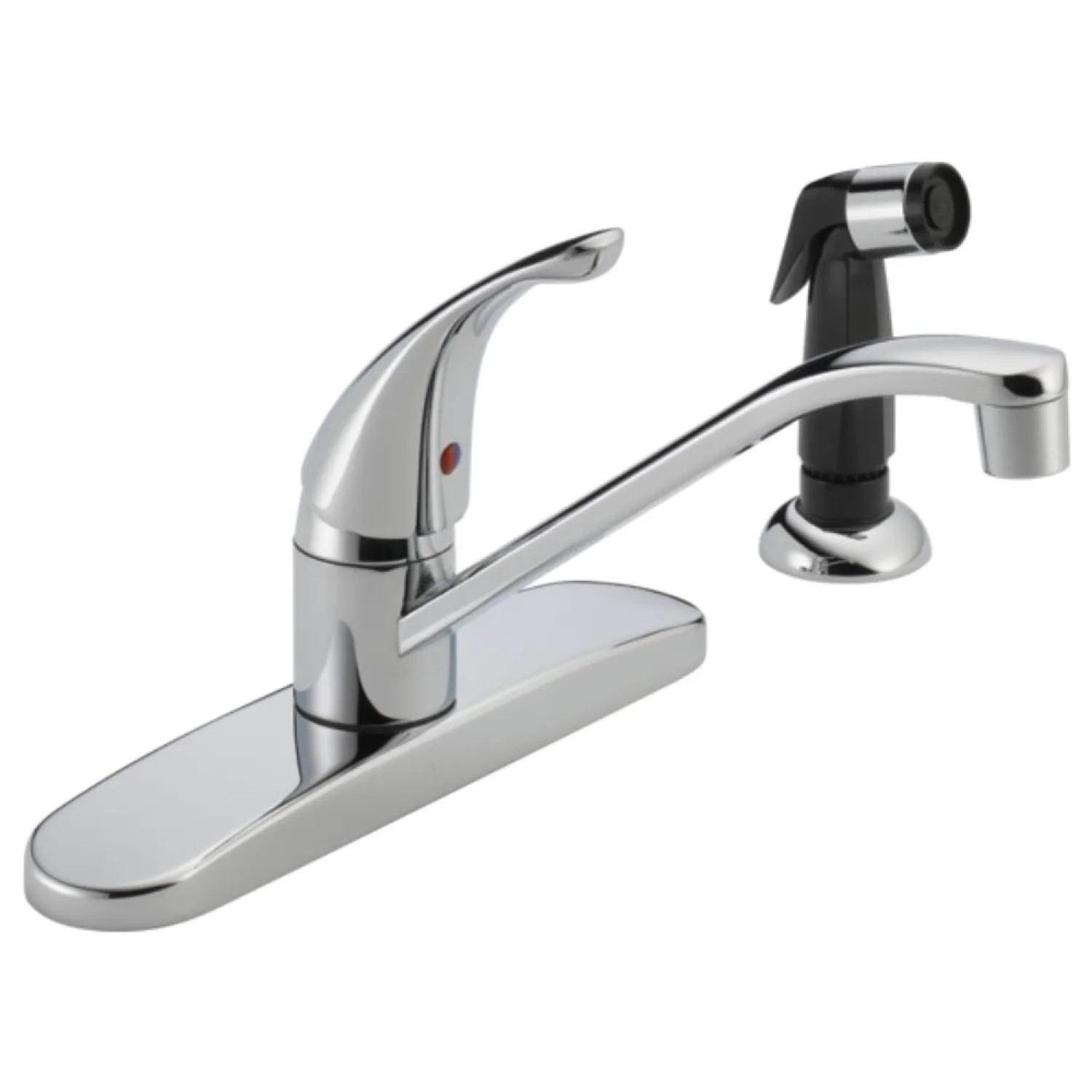 Peerless P115LF-1.0 Peerless Chrome Single Handle Kitchen Faucet with Black Side Spray, ADA, 1.0 GPM - P115LF-1.0