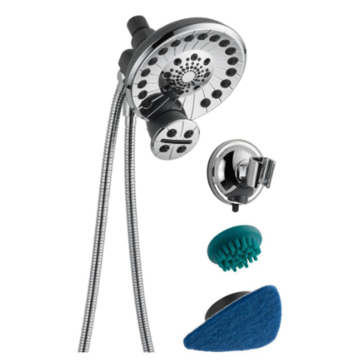 Peerless 76455DSN Peerless Sidekick 2-in-1 Wall Moun Round Shower Head, 2.5 GPM, 80 PSI, Touch Clean, WaterSense, Satin Nickel - 76455DSN