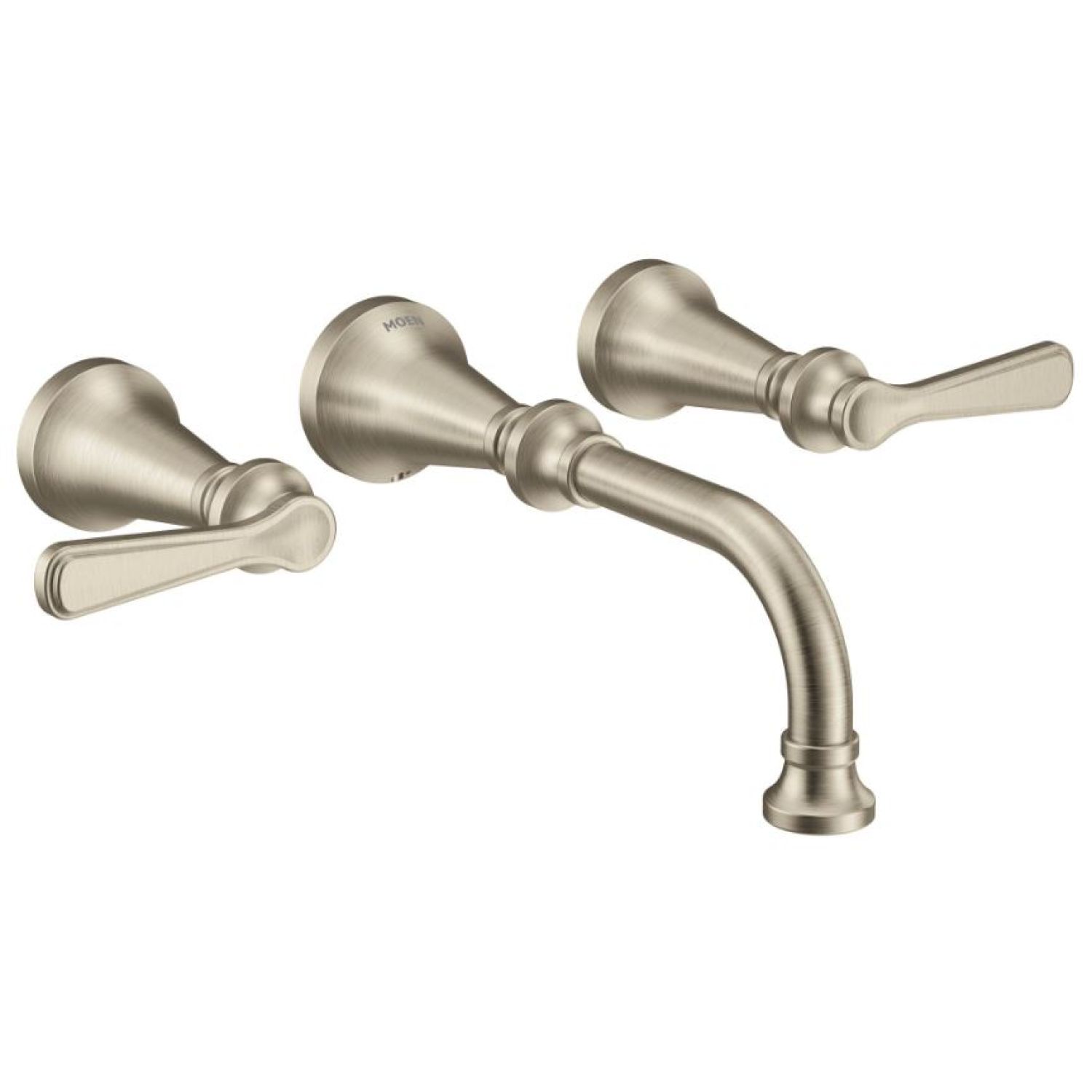 Moen TS44104BN Moen Colinet Two-Handle Wall-Mount Bathroom Faucet, 1.2 GPM, Lever Handles, WaterSense, Brushed Nickel - TS44104BN
