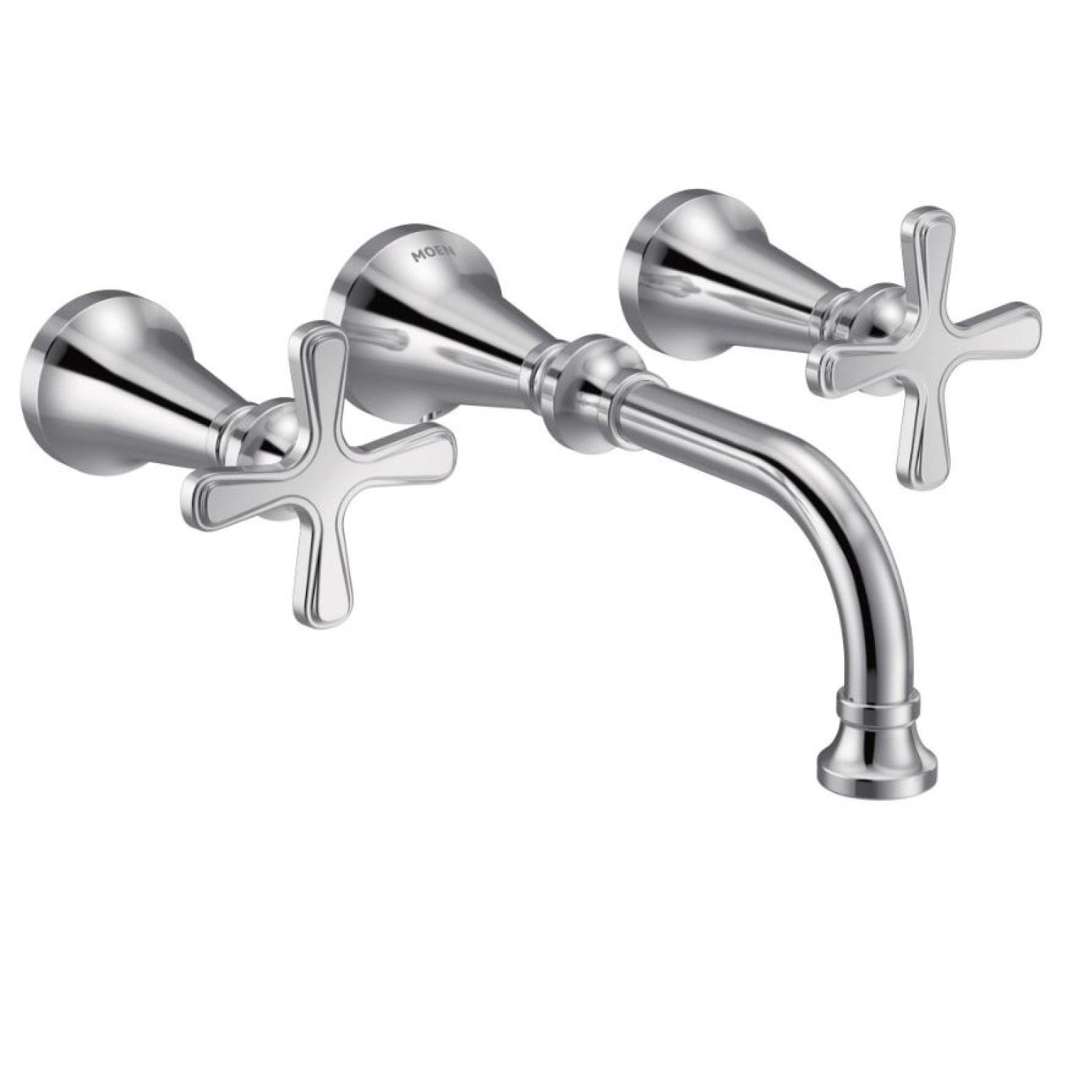 Moen TS44105 Moen Colinet Two-Handle Wall-Mount Bathroom Faucet, 1.2 GPM, Cross Handles, WaterSense, Chrome - TS44105