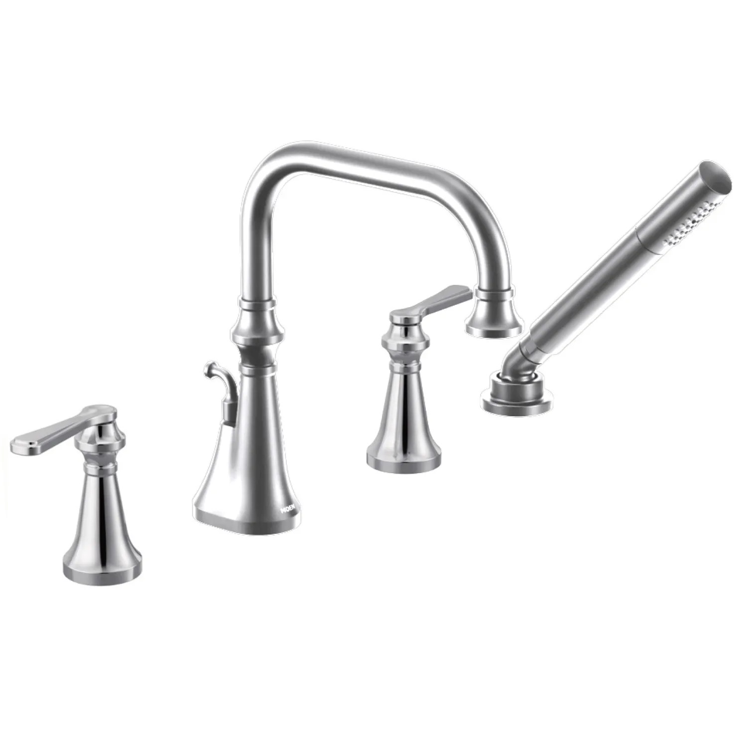 Moen TS44504 Moen Colinet Two-Handle Roman Tub Faucet with 1.75 GPM Single-Function Hand Shower, High Arc Spout, Lever Handles, Polished Chrome - TS44504