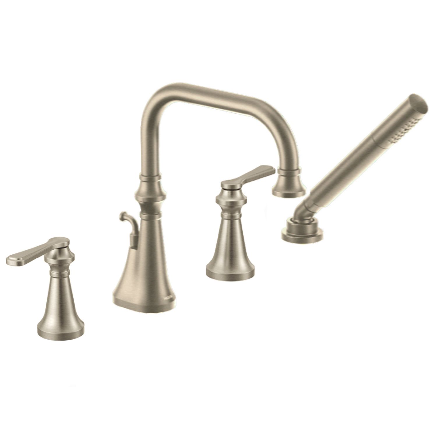 Moen TS44504BN Moen Colinet Two-Handle Roman Tub Faucet with 1.75 GPM Single-Function Hand Shower, High Arc Spout, Lever Handles, Brushed Nickel - TS44504BN