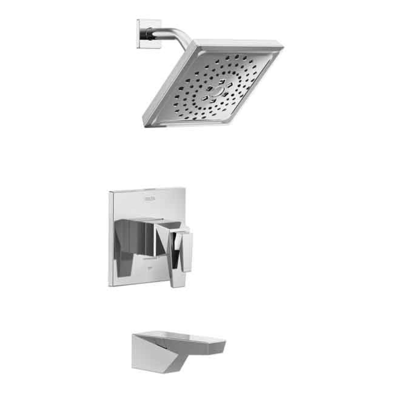 Delta T17T443 Delta Trillian TempAssure 17T Series Two-Handle Tub/Shower Faucet with H2Okinetic Rain Showerhead, 1.75 GPM, Lever Handle, Chrome - T17T443