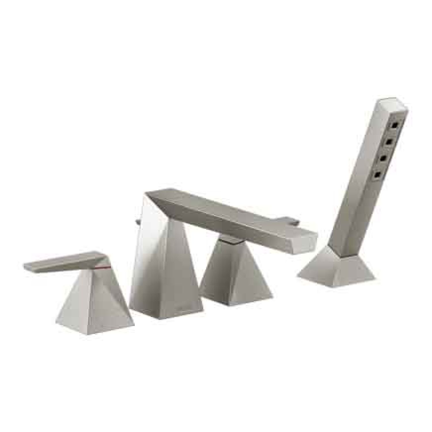 Delta T4743-SS Delta Trillian Two-Handle Roman Tub Faucet Trim with 1.75 GPM Single-Setting Hand Shower, H2Okinetic, Angular Spout, Lever Handles, Stainless - T4743-SS