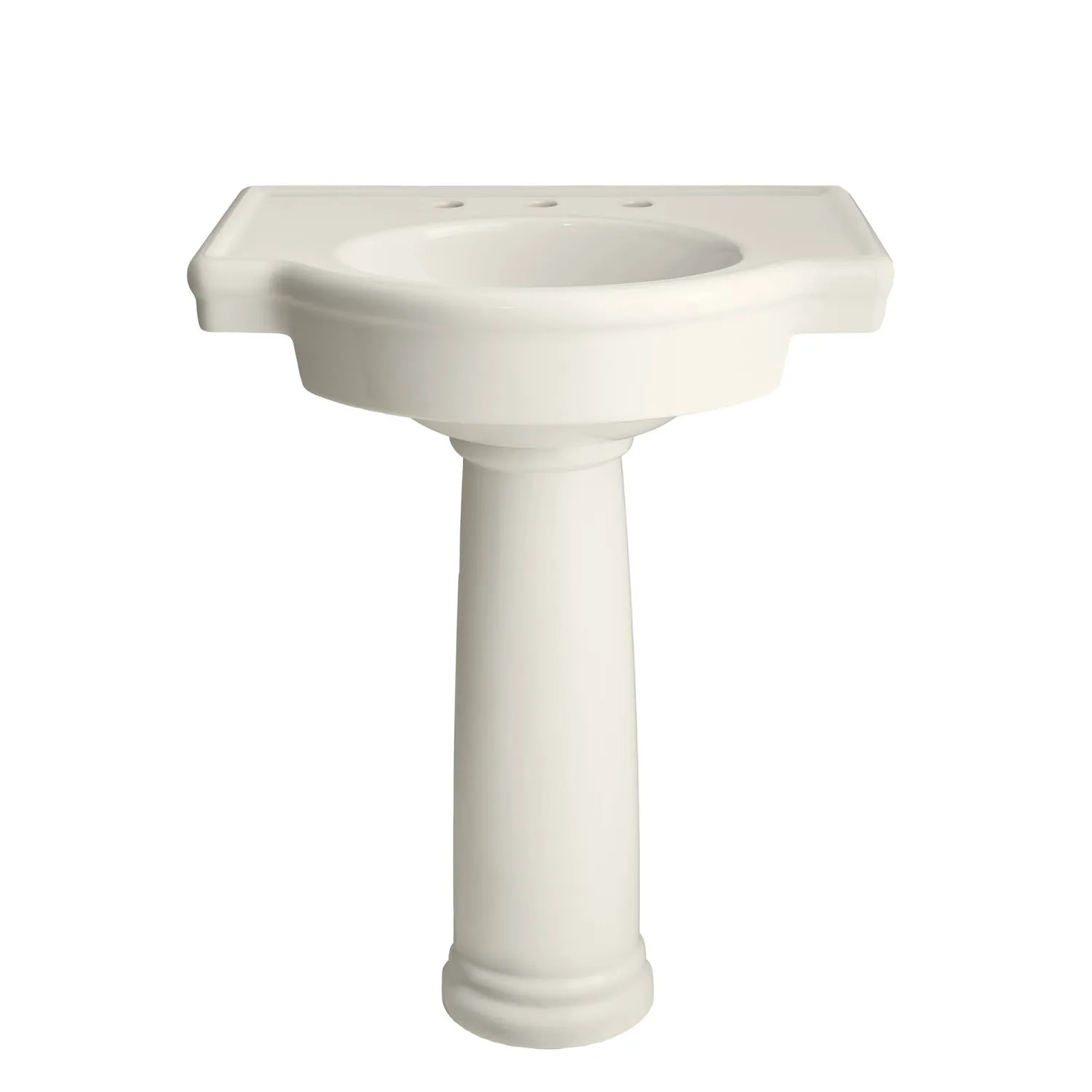 American Standard 0282800.222 American Standard Retrospect Linen Complete Pedestal Lavatory Sink with Front Overflow, 8in Center, Right Height  - 0282800.222