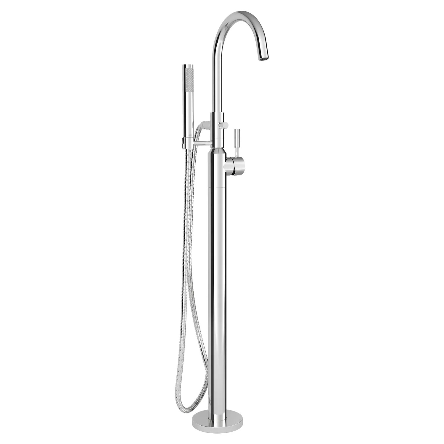 American Standard 2764951.295 American Standard Cadet Single-Handle Brushed Nickel Freestanding Bathtub Filler with Handshower, Lever Handle, 1.8 GPM, Brass, Floor-Mounted - 2764951.295
