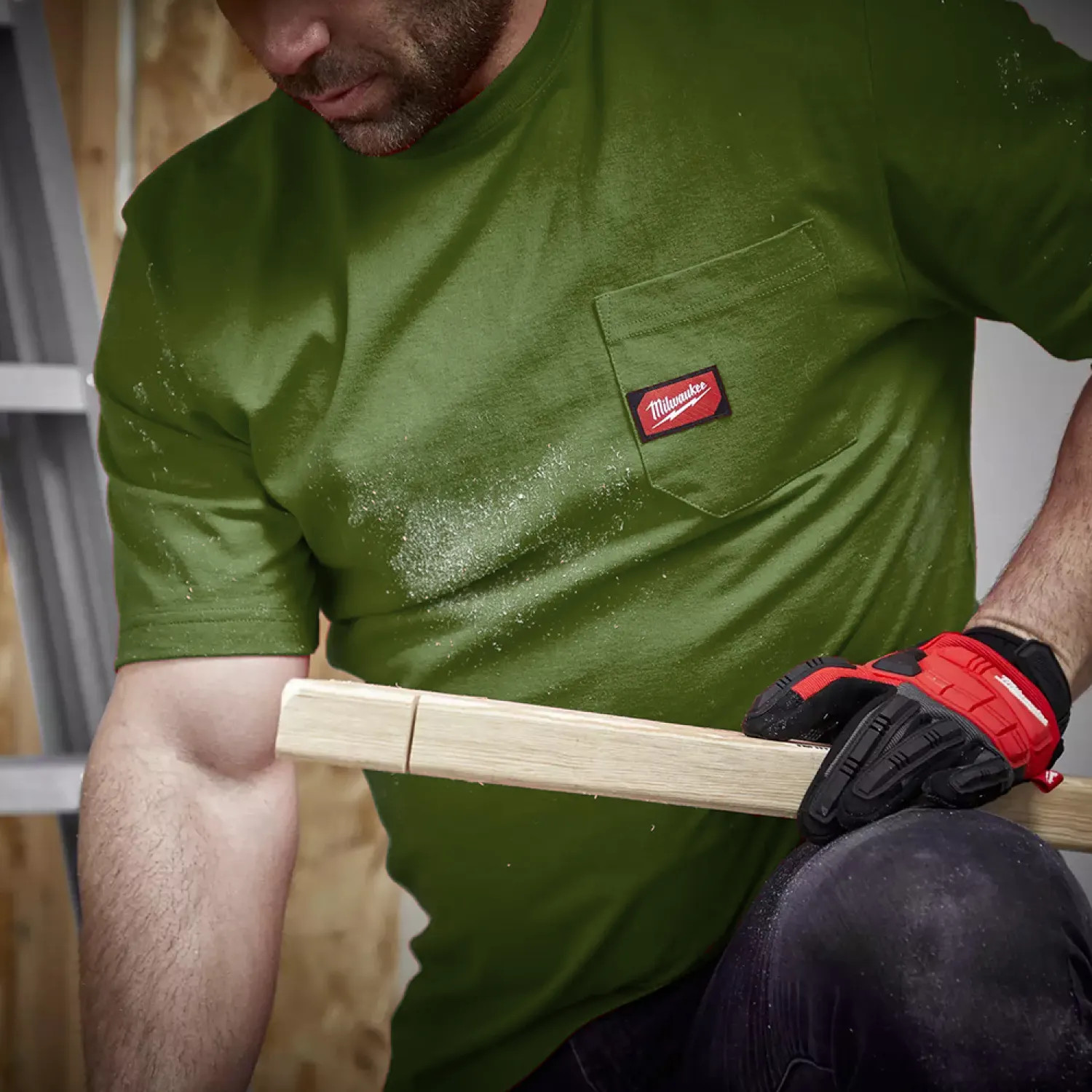 Milwaukee 601OG-2X Milwaukee 601 2XL Olive Green Short Sleeve Heavy Duty Pocket T-Shirt - 601OG-2X