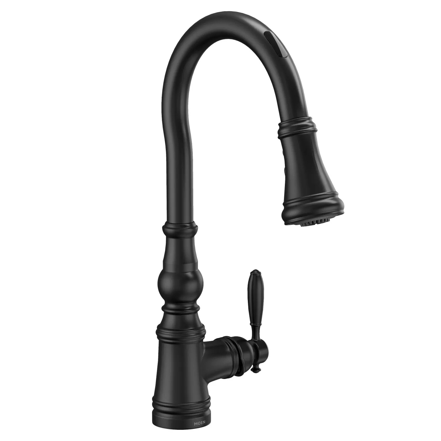 Moen S73004EVBL Moen Weymouth Smart Single Handle High Arc Pull-Down Kitchen Faucet, Matte Black - S73004EVBL