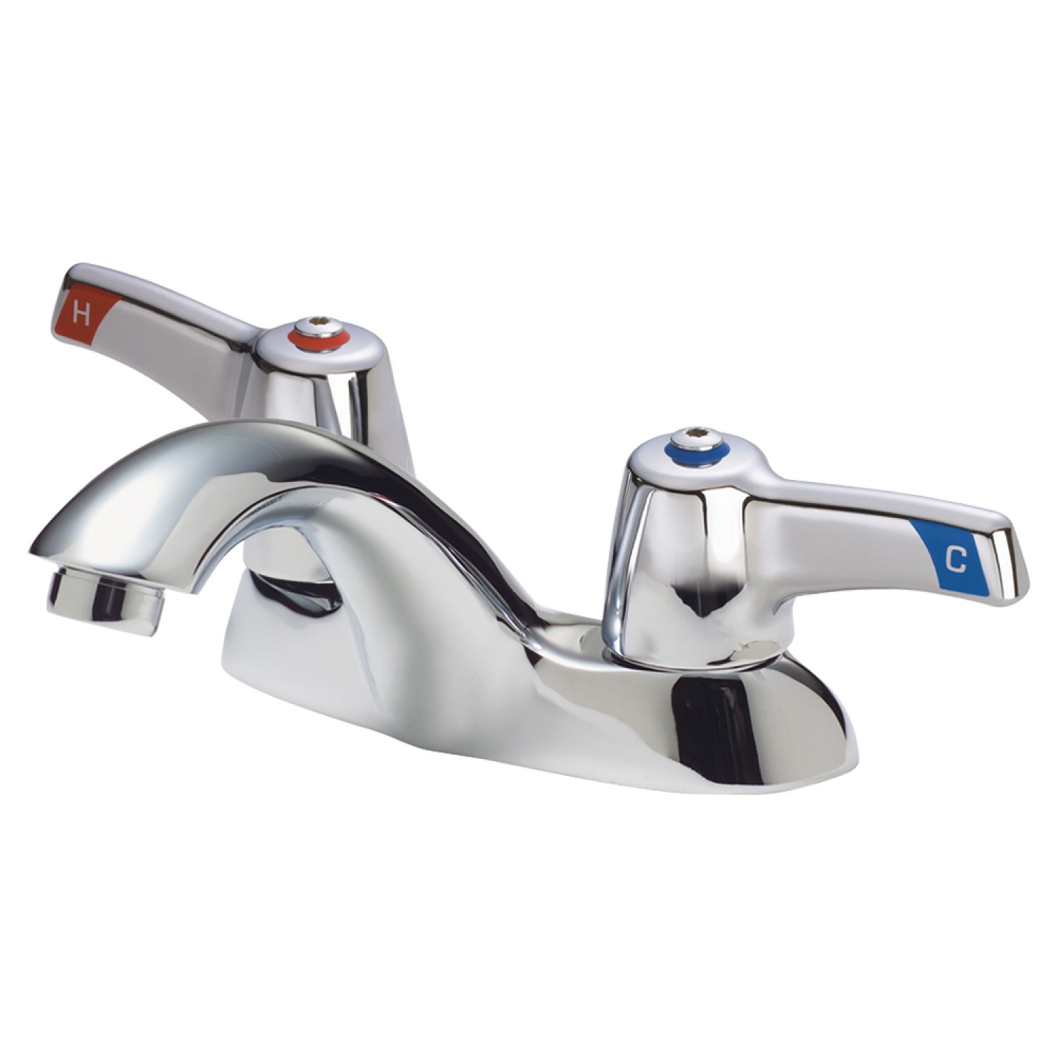 Delta 21C133-TI Delta 21C133-TI Tech 2-Handle Cast Centerset Lavatory Faucet, Hooded Lever, No Pop-Up Hole, VR Aerator, Temp Indicators, Chrome