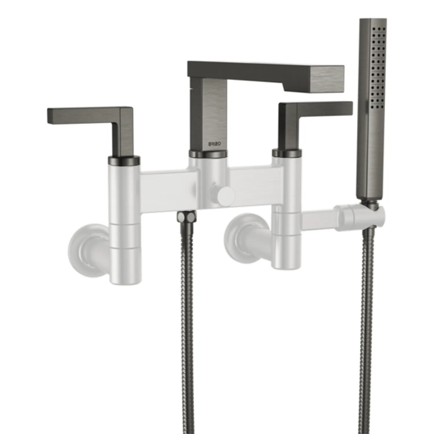 Brizo T70322-SL Brizo Frank Lloyd Wright Two-Handle Multi-Mount Tub Faucet Trim with Hand Shower, 2-Hole, 1.75 GPM, Lever Handles, ADA, Brilliance Luxe Steel - T70322-SL