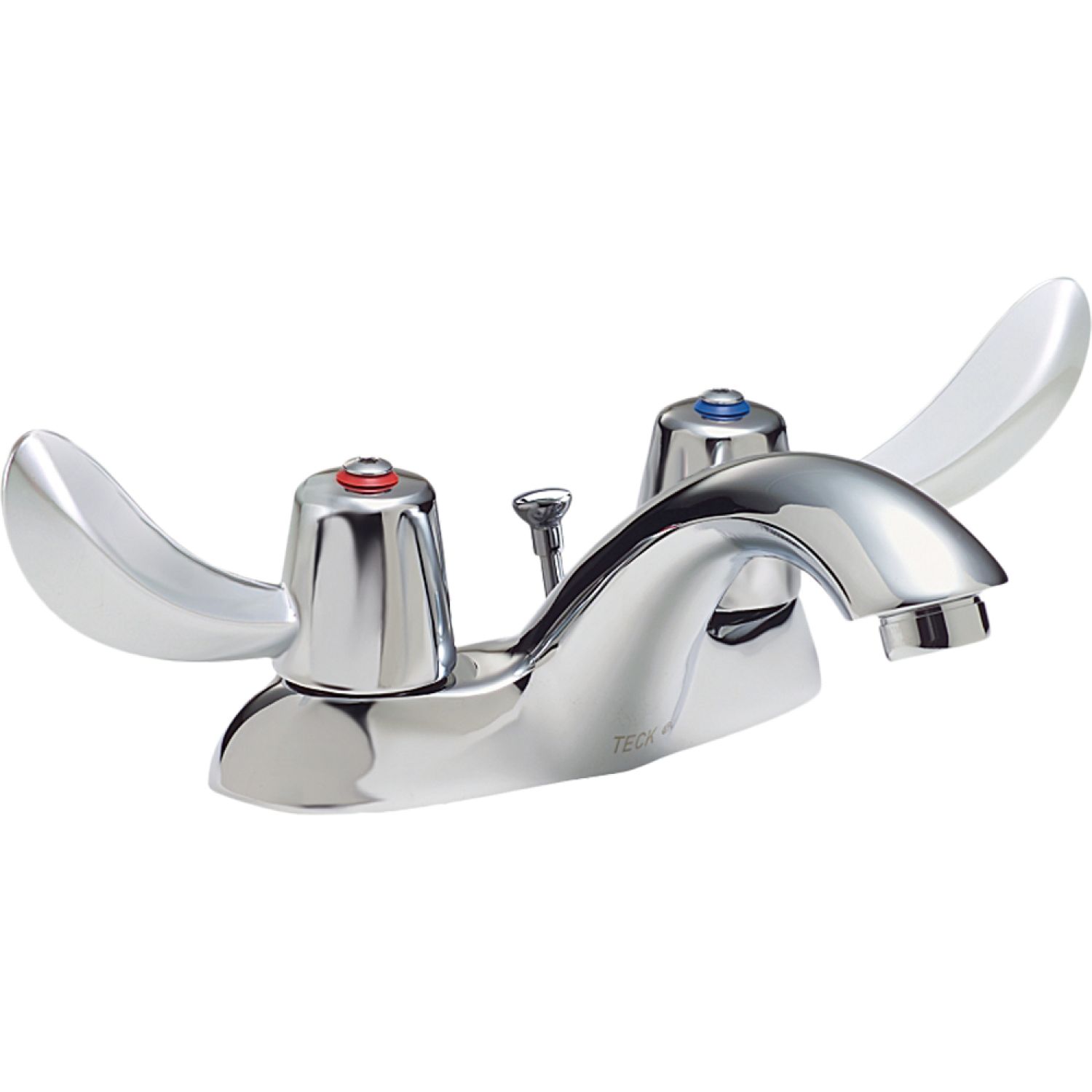 Delta 21C342 Delta 21C342 Tech 2-Handle Cast Centerset Lavatory Faucet, Hooded Blade, Open Grid Strainer, Standard Aerator, Chrome