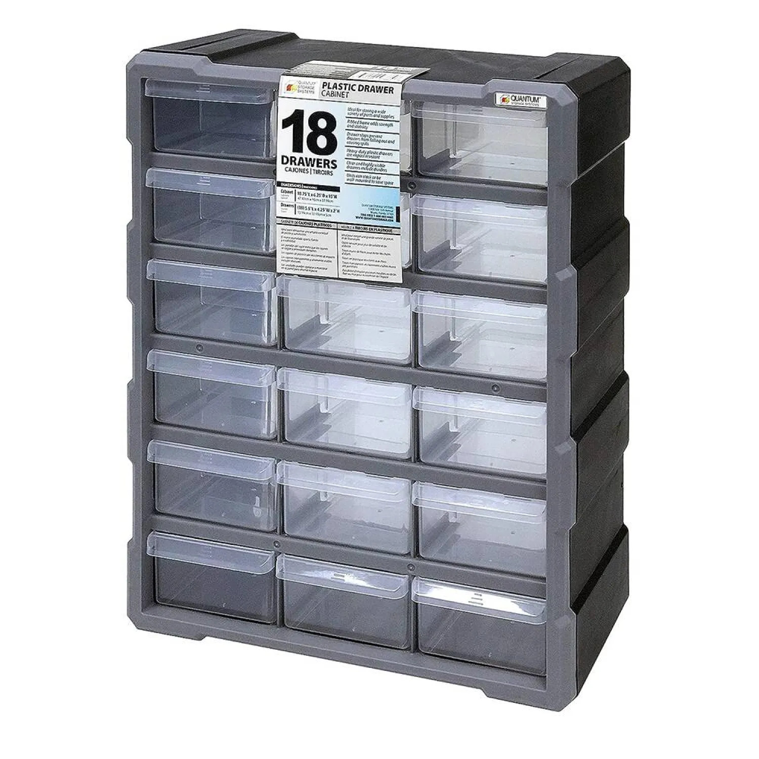 PDC-18BK Quantum Plastic Cabinet Storage with 12 Drawers - PDC-18BK