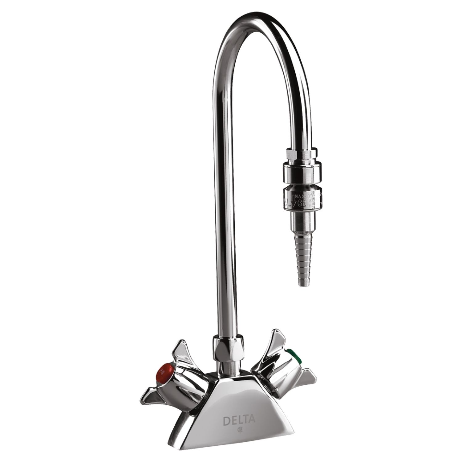 Delta W6700-9 Delta W6700-9 Teck Deckmount 2-Lab Handle Mixing Faucet w/ Gooseneck, In-Line Dual Check, 7/8