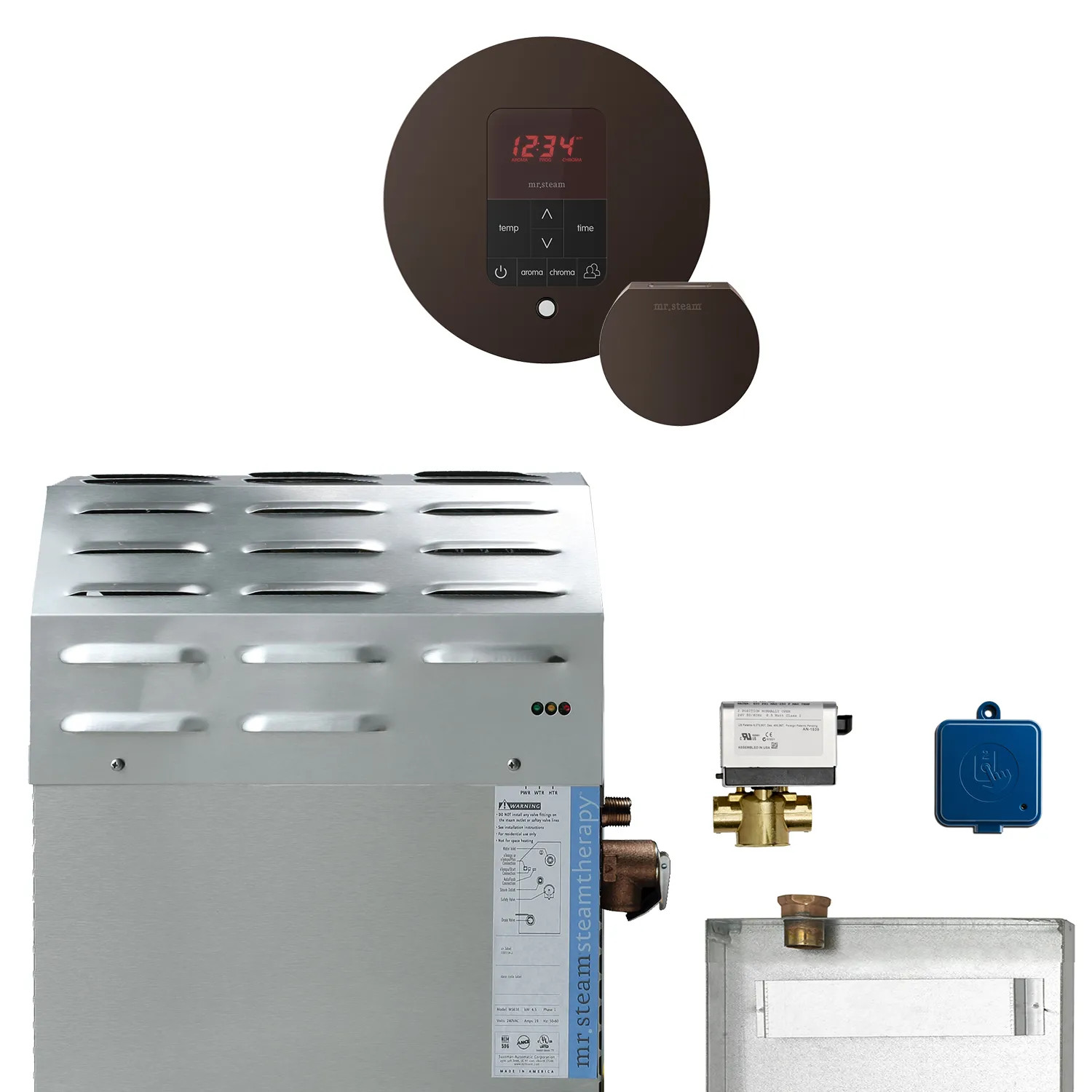 Mr. Steam 12C1ACD0000 Mr Steam MSSUPER2EC1 12kW Steam Generator with Butler Round Package in Oil Rubbed Bronze - 12C1ACD0000