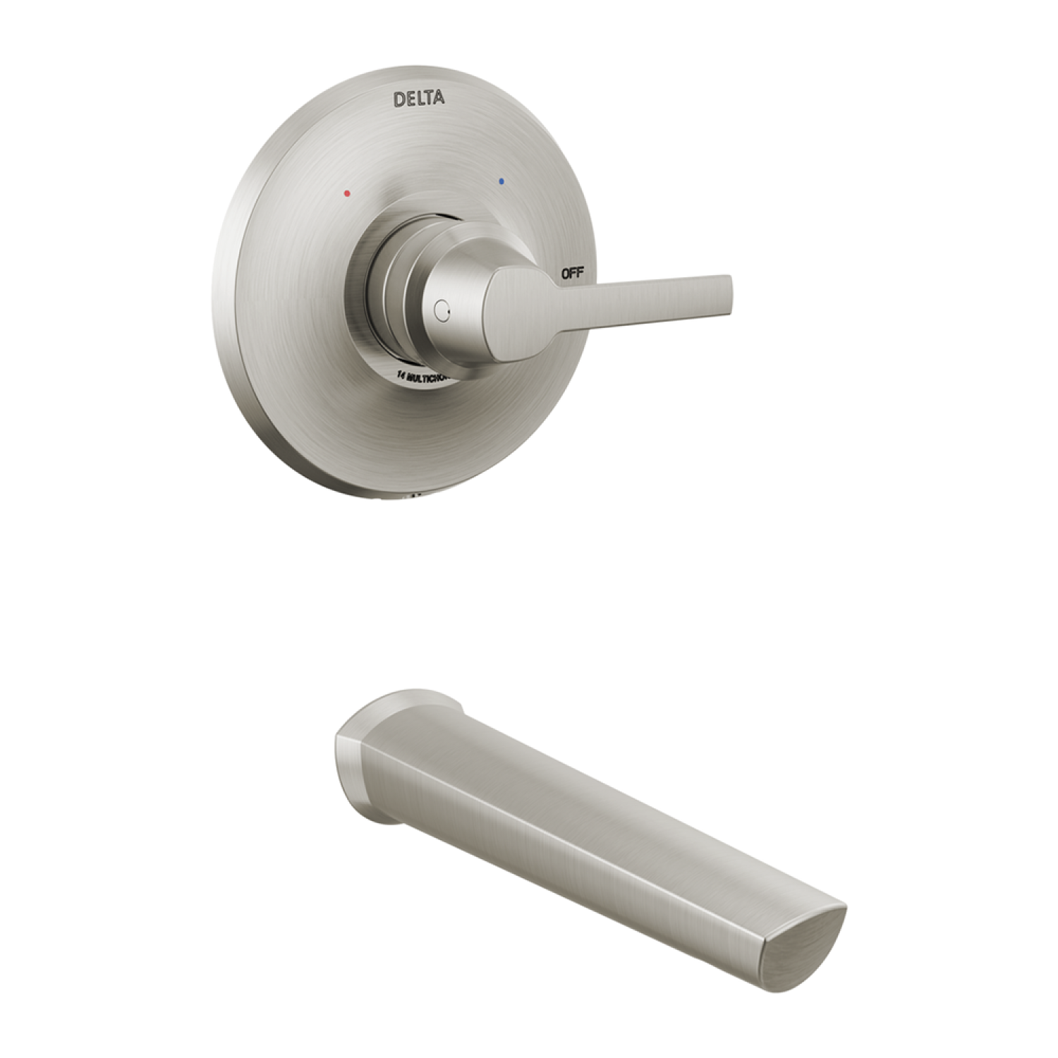 Delta T14172-SS-PR Delta Galeon Single-Handle Monitor 14 Series Wall-Mount Tub Faucet Trim, Lever Handle, Non-Diverter Tub Spout, Lumicoat Stainless - T14172-SS-PR