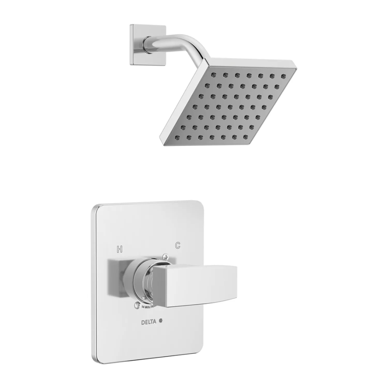 Delta T14267-PP Delta Ara Monitor 14 Series Single-Handle H2Okinetic Shower Faucet with Rain Showerhead, 1.75 GPM, Lever Handle, Project Pack, Chrome - T14267-PP