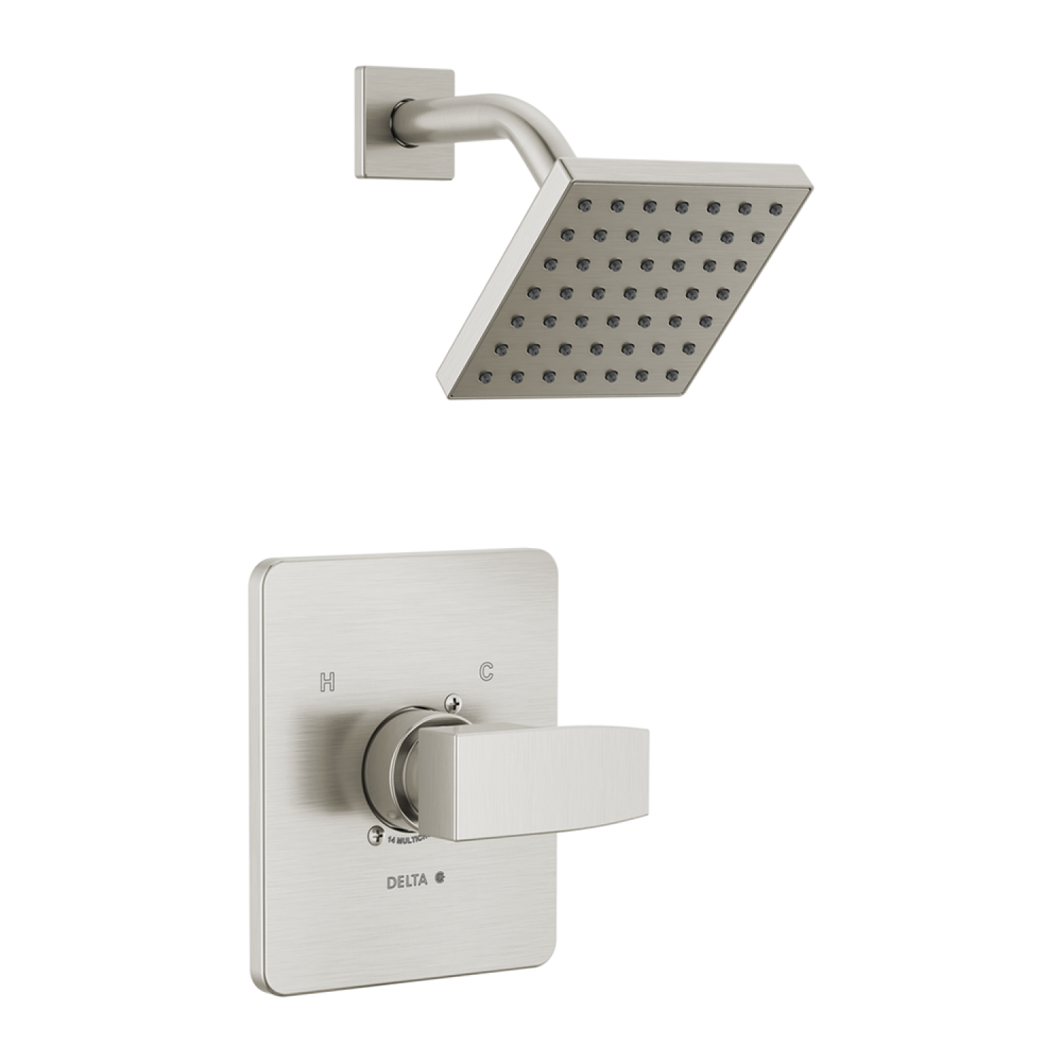 Delta T14267-SS-PP Delta Ara Monitor 14 Series Single-Handle H2Okinetic Shower Faucet with Rain Showerhead, 1.75 GPM, Lever Handle, Project Pack, Stainless - T14267-SS-PP