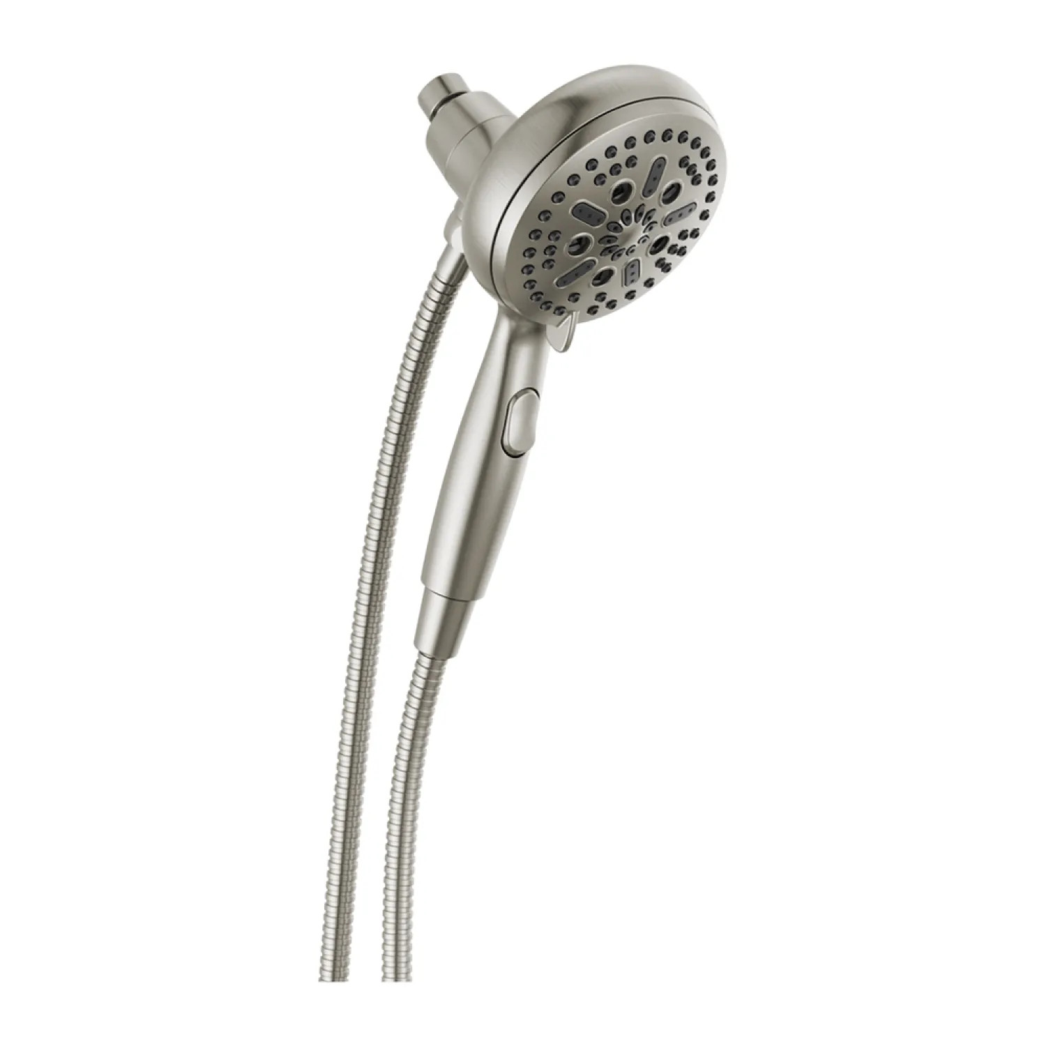 Delta 54810-SS-PK Delta 7-Setting SureDock Magnetic H2Okinetic Hand Shower with Stretchable Metal Hose, Touch-Clean, 1.75 GPM, Round, Brilliance Stainless - 54810-SS-PK