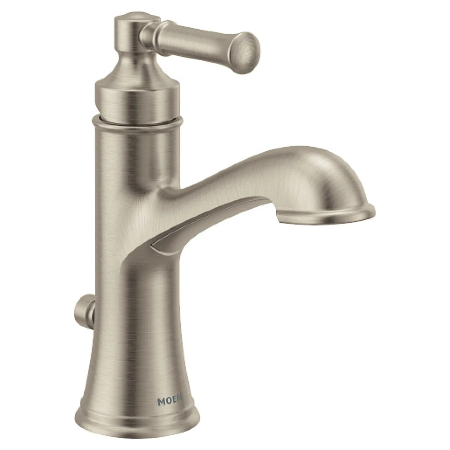 Moen 6803BN Moen Dartmoor Single-Handle High Arc Bathroom Faucet with Deckplate and Metal Pop-Up, 1.2 GPM, Pivot Action Lever Handle, Brushed Nickel - 6803BN