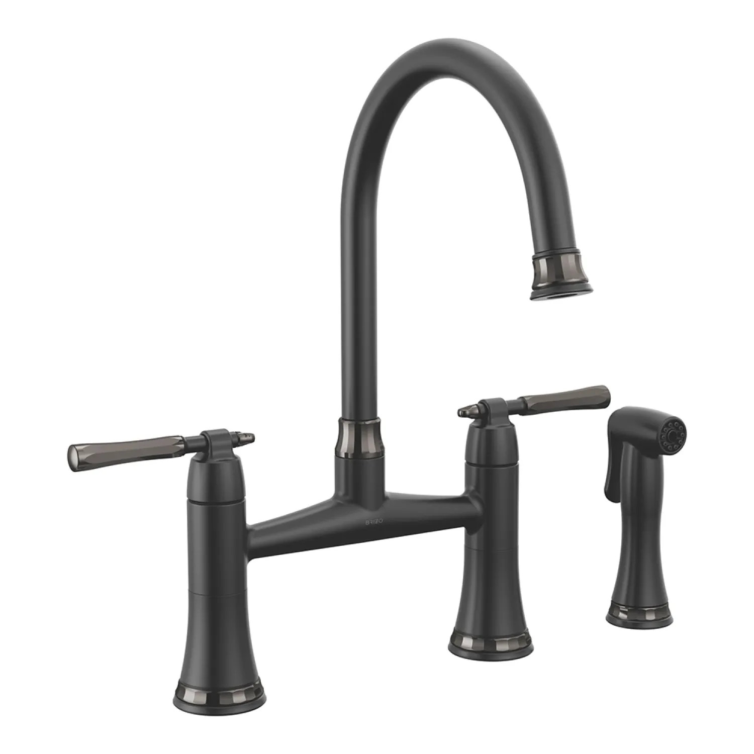 Brizo 62558LF-BLBNX Brizo Tulham Matte Black/Black Onyx Two Handle Bridge Kitchen Faucet - 62558LF-BLBNX
