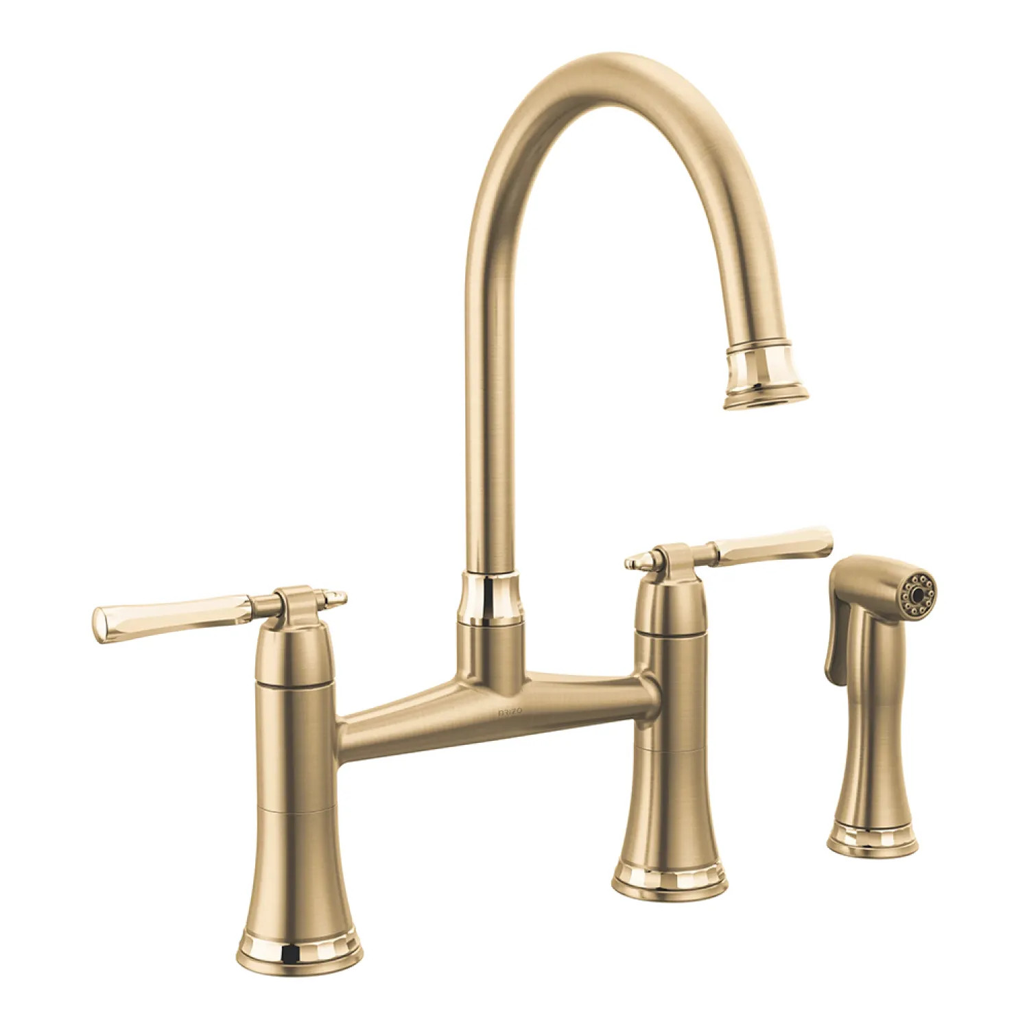 Brizo 62558LF-GLPG Brizo Tulham Luxe Gold/Polished Gold Two Handle Bridge Kitchen Faucet With Side Spray - 62558LF-GLPG
