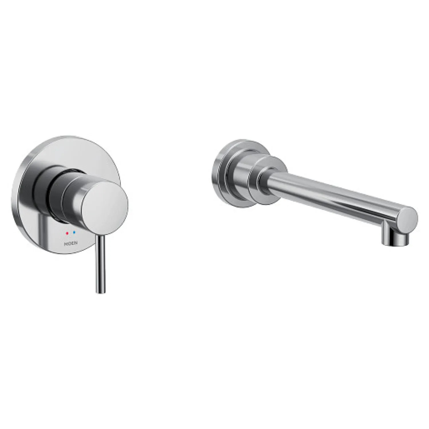 Moen WT391 Moen Align Single-Handle Wall-Mount Tub Faucet, Non-Diverter, 10in Ultrathin Tub Spout, Lever Handle, 8GPM, Polished Chrome - WT391