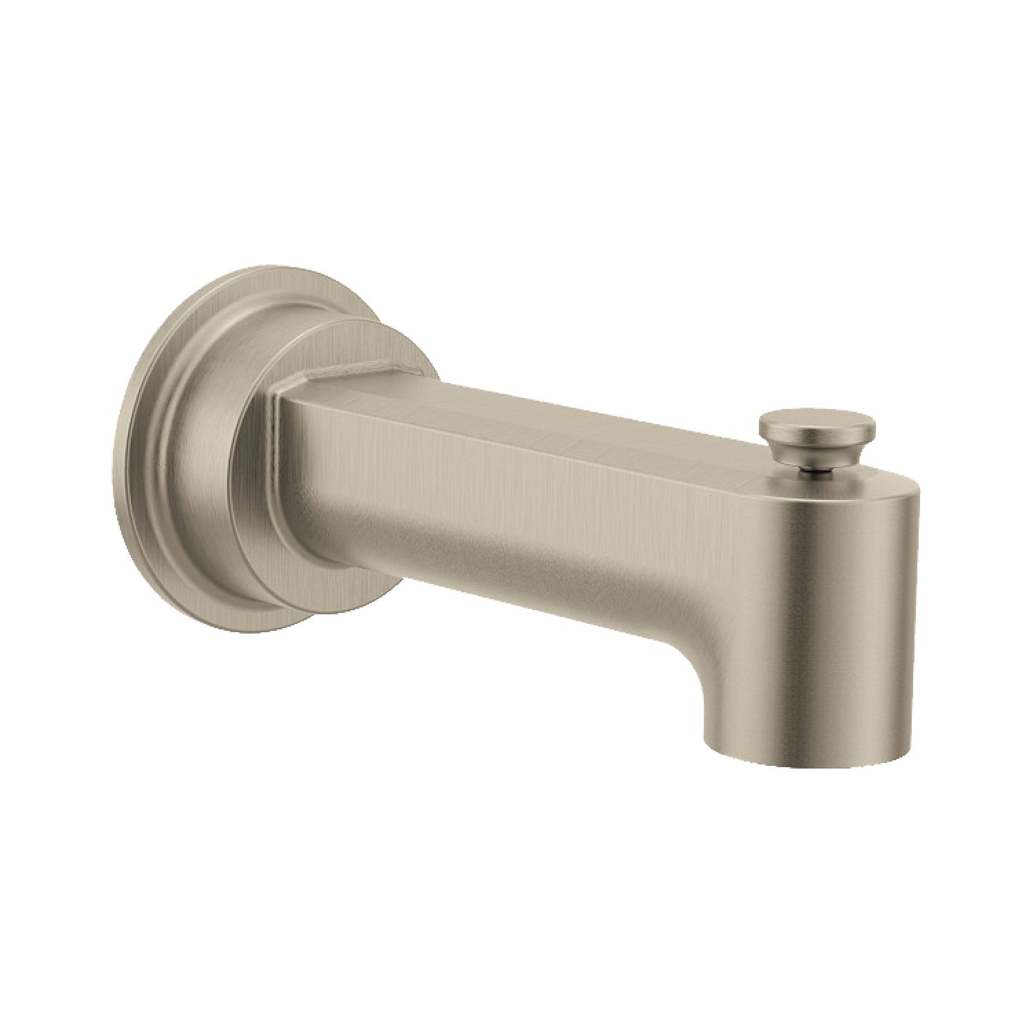 Moen Greenfield 7-3/8-inch Wall Mounted Brushed Nickel Diverter Tub Spout  with 1/2-inch Connection Size, Slip Fit - 4325BN