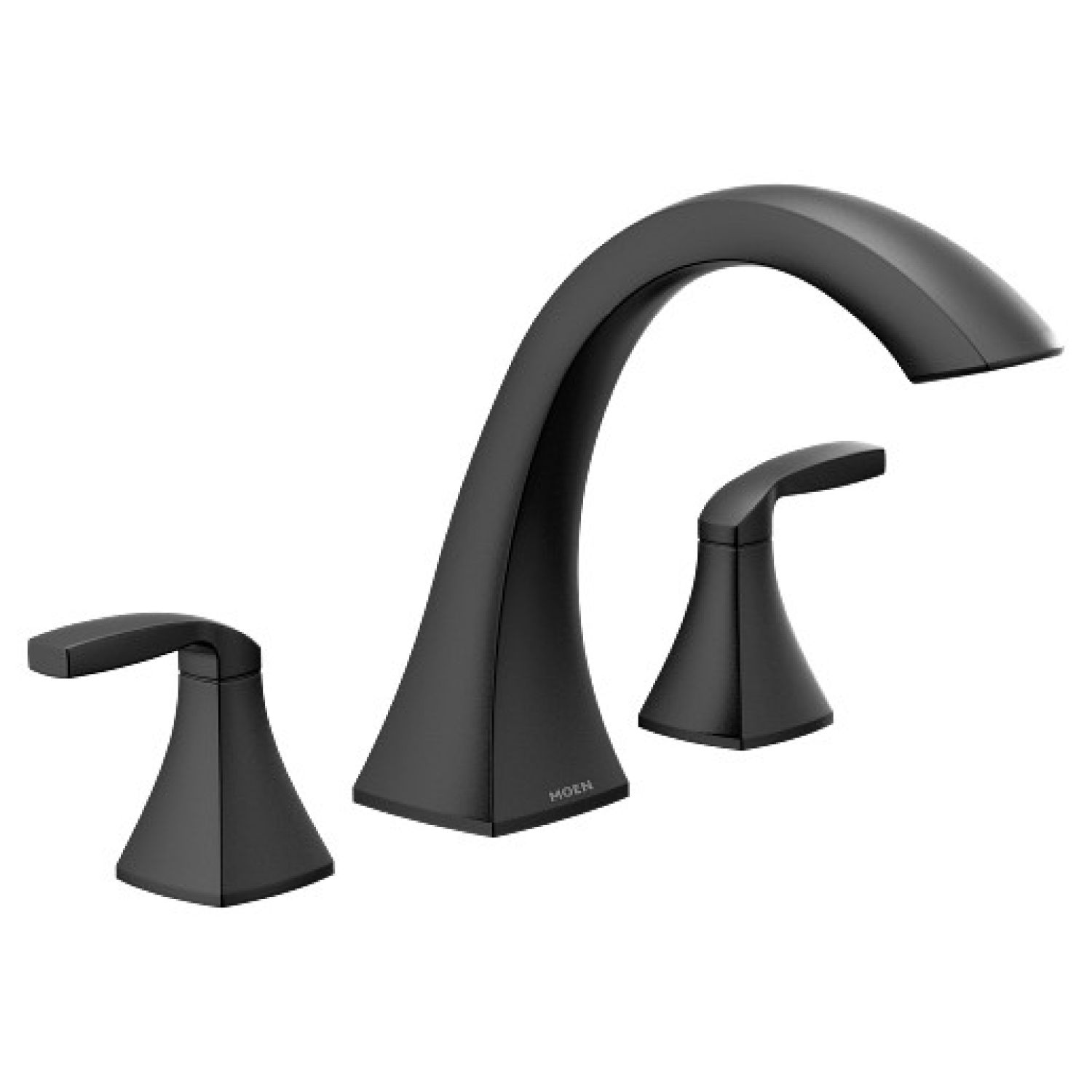 Moen T693BL Moen Voss Two-Handle Roman Tub Faucet, High Arc Spout, Lever Handles with Temperature Indicators, Matte Black - T693BL