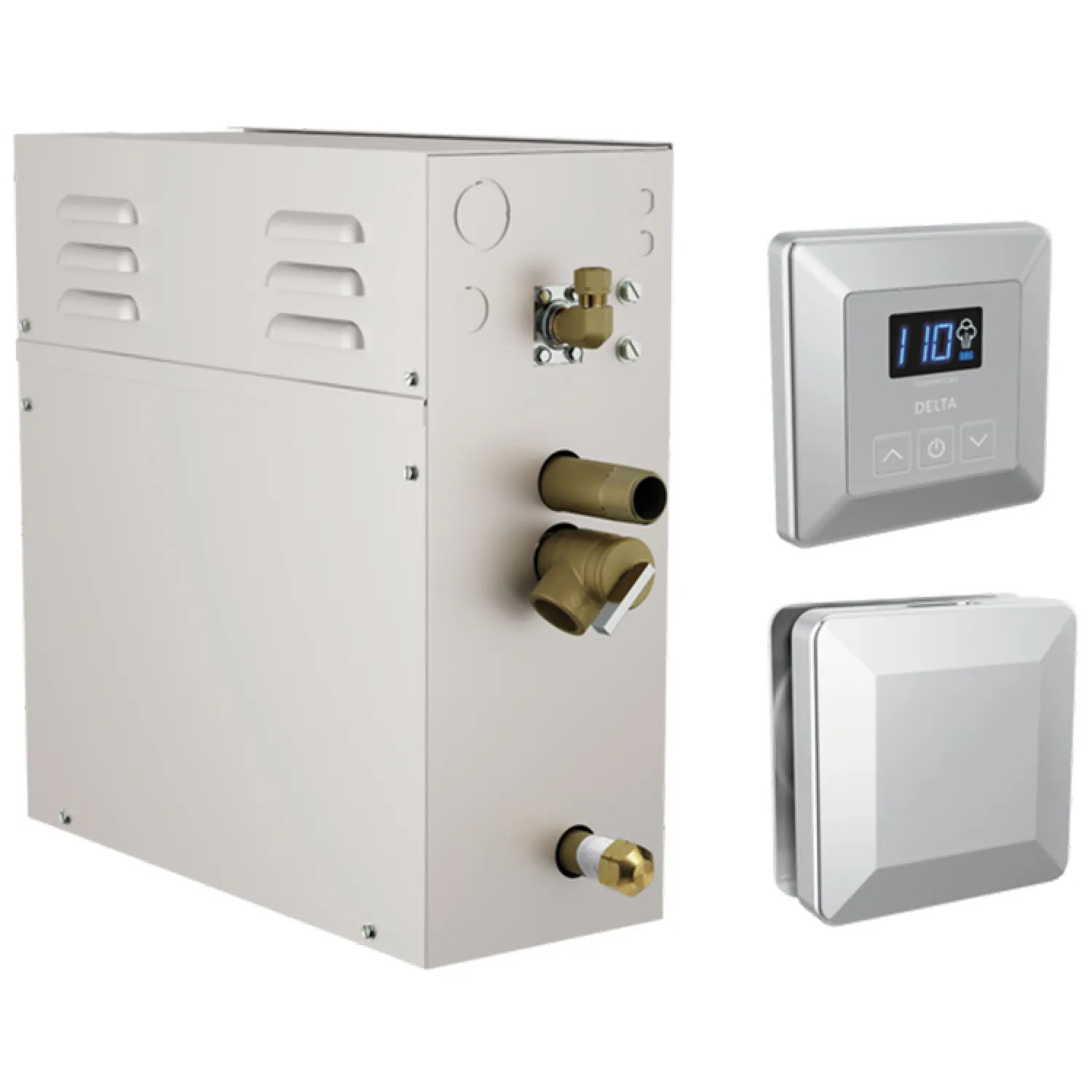 Delta 5P-EST10-PR Delta SimpleSteam Chrome Steam Generator Kit with Square-Shaped Controller/ Steamhead and a 35-foot Power Cable, 10KW - 5P-EST10-PR