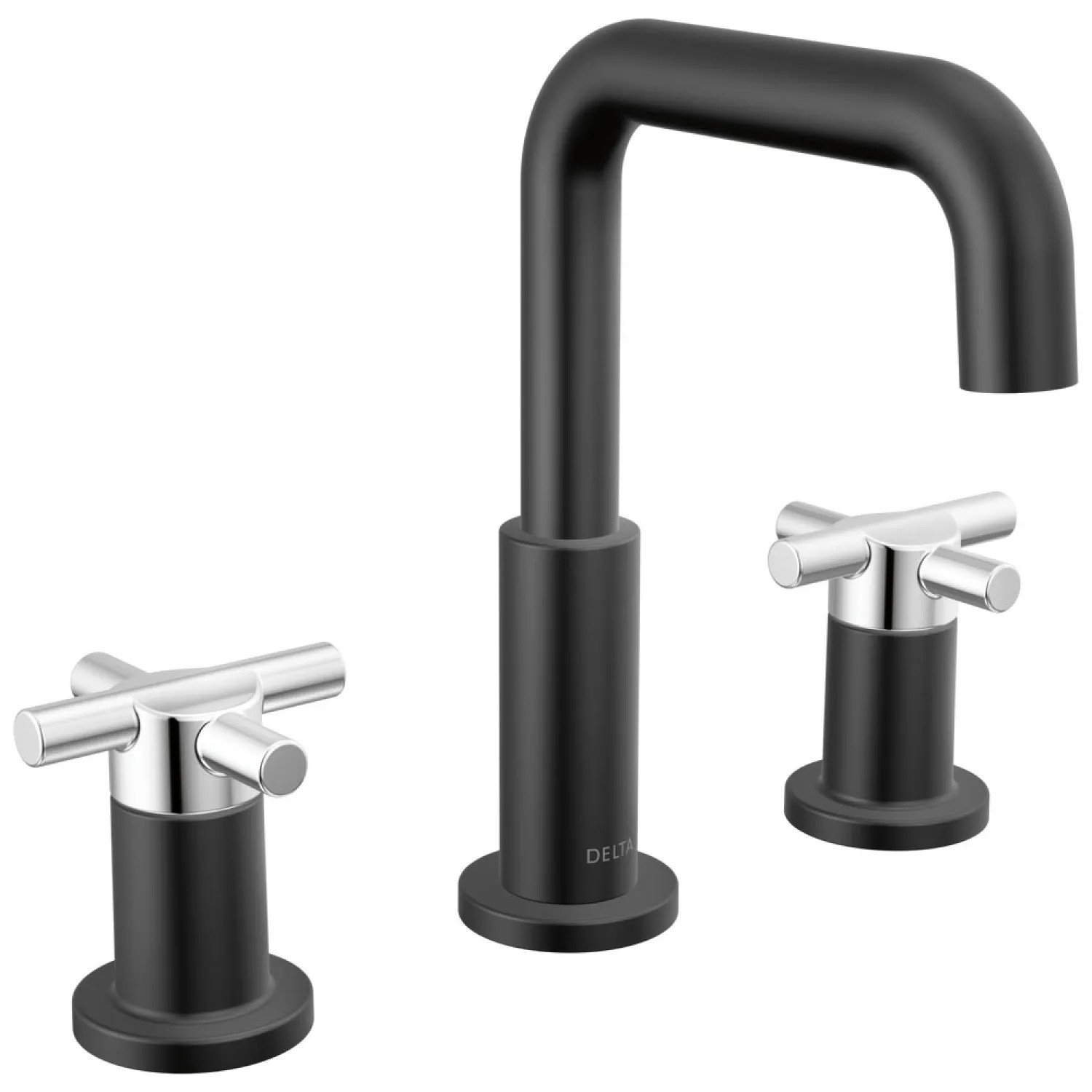 Delta 35894LF-CS Delta Nicoli Widespread Bathroom Faucet, Cross-Handle, Deck Mount, ADA-Compliant, 1.2 GPM, Matte Black/Chrome - 35894LF-Cs