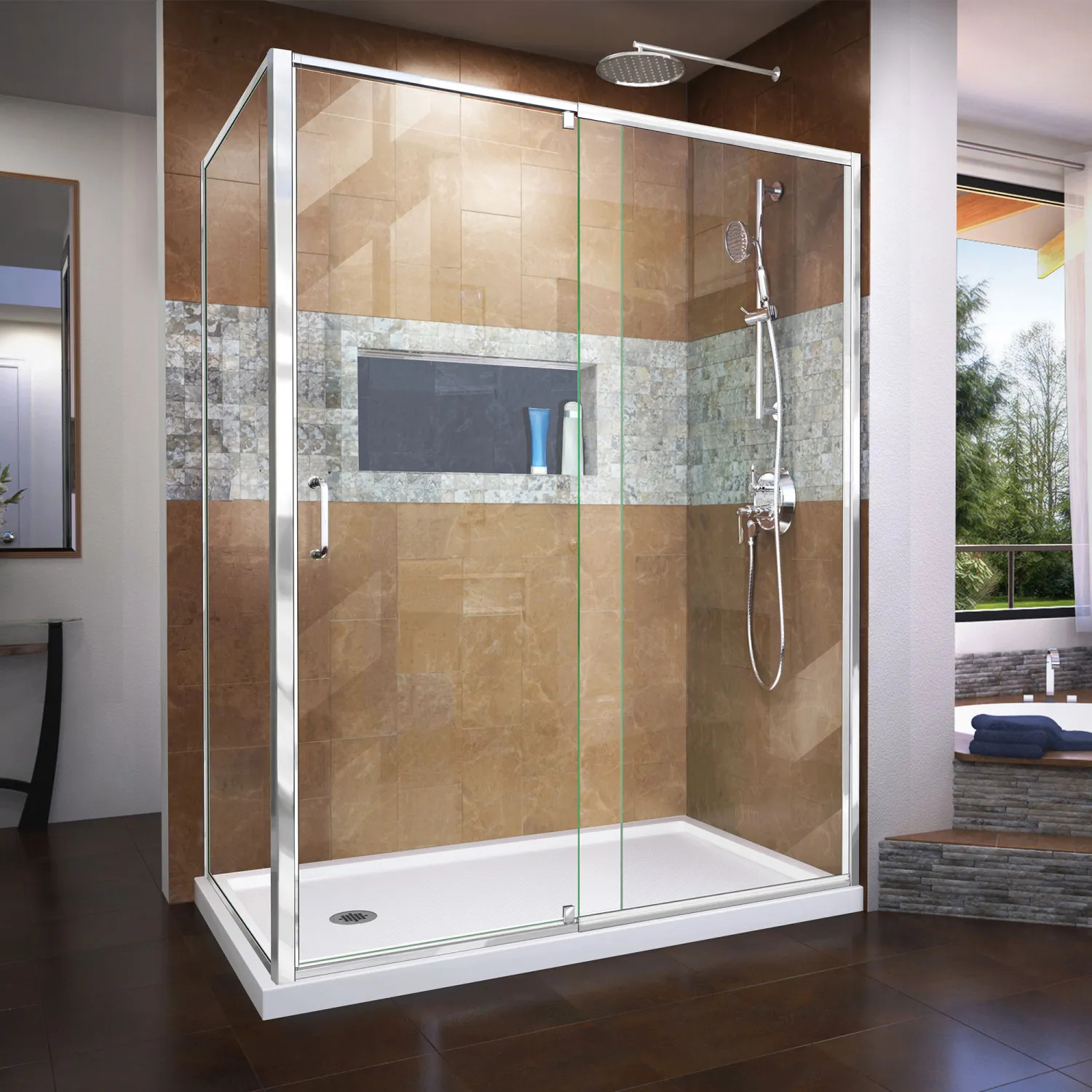 Dreamline DL-6720L-01CL DreamLine DL-6720L-01CL Flex Semi-Frameless Clear Pivot Shower Enclosure - Chrome