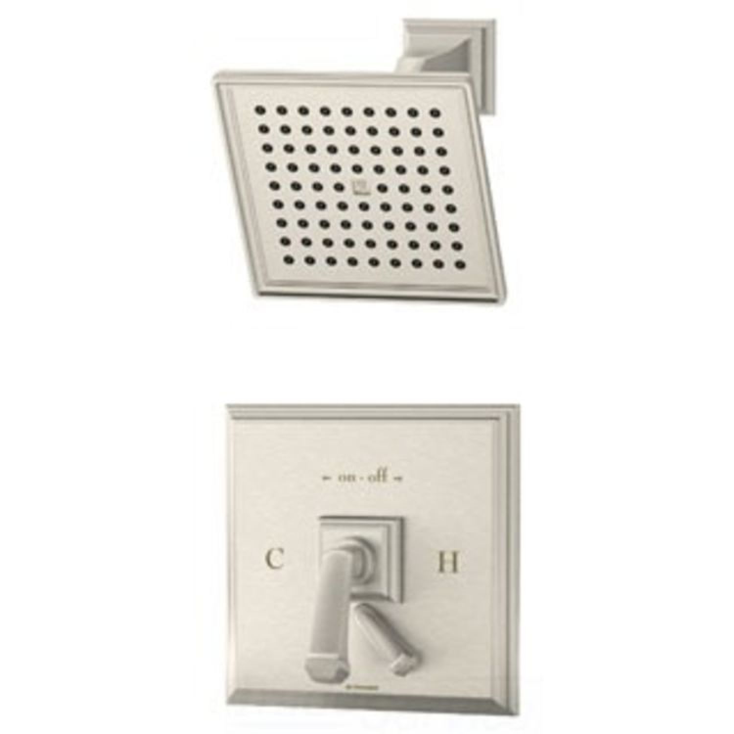 Symmons S-4201-STN-TRM Symmons Oxford Single-Function Square Shower Faucet, Trim Only, Metal Lever Handle with Integral Volume Control, 2 GPM, Satin Nickel - S-4201-STN-TRM