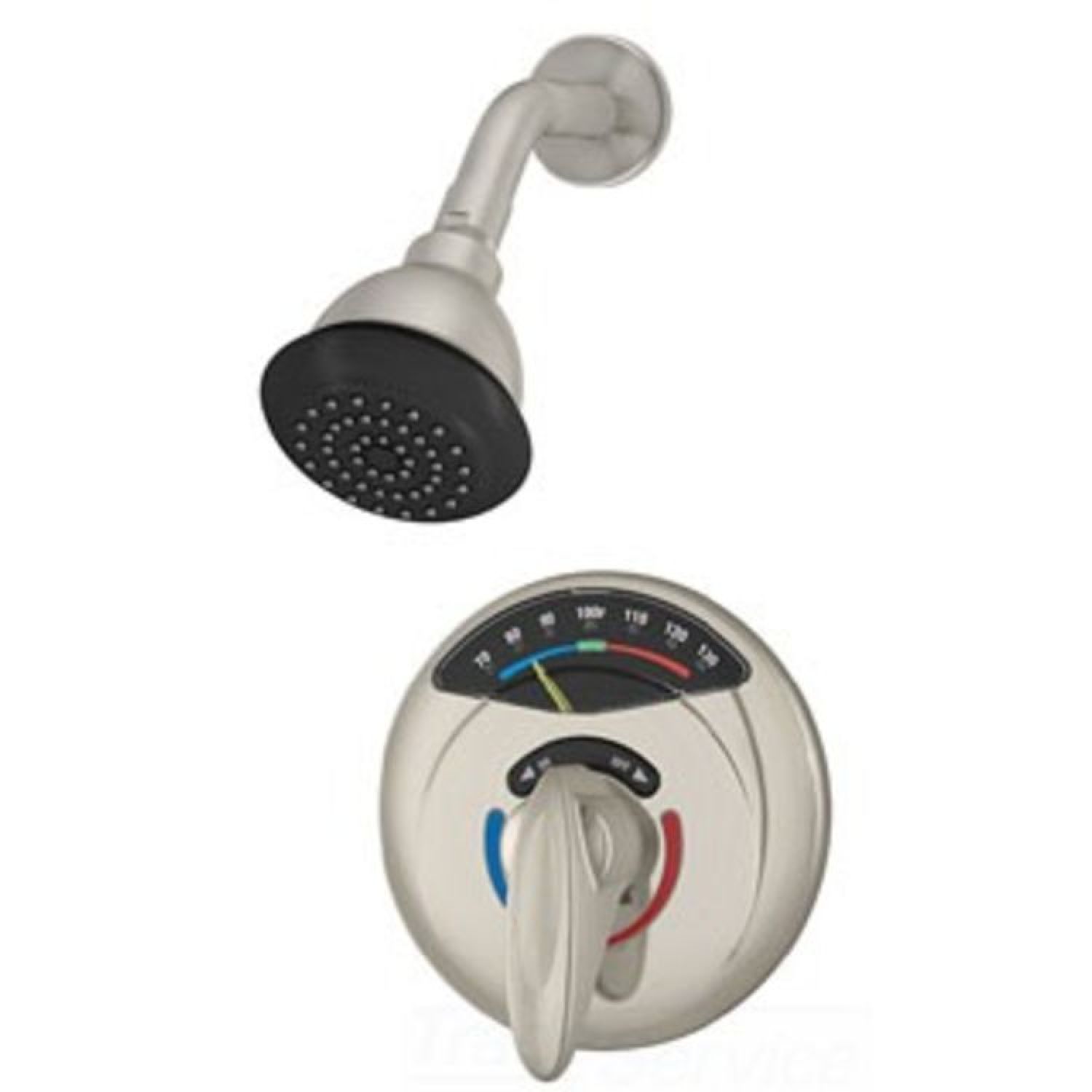 Symmons 1-1000VT-STN Symmons Visu-Temp Clear-Vue Shower System w/ Valve, 2 GPM, Satin Nickel - 1-1000VT-STN