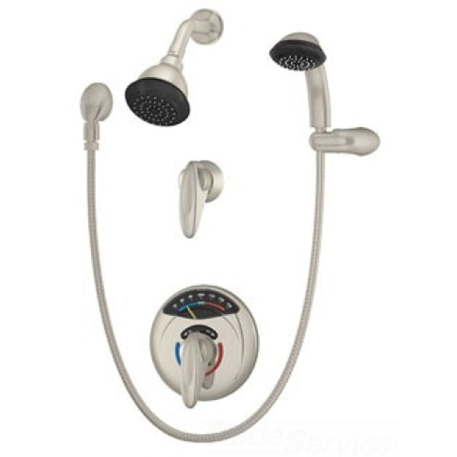 Symmons 1-1170VT-H401-V-STN Symmons Visu-Temp Shower/Hand Shower System w/ Valve, 2 GPM, Satin Nickel - 1-1170VT-H401-V-STN