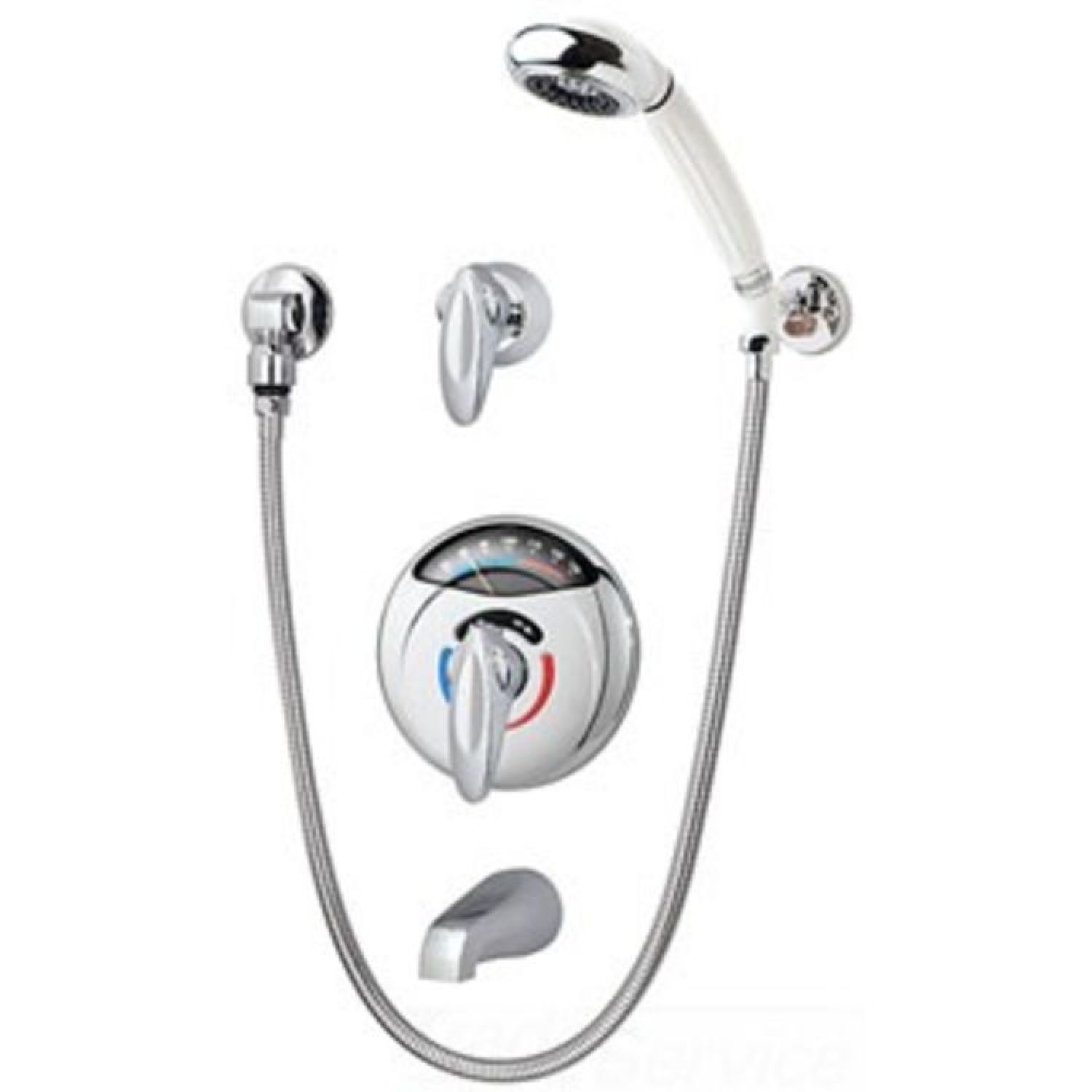 Symmons 1-50VT-FS Symmons Tub/Hand Shower Faucet, Visu-Temp with Clear-Vue Thermometer, 2 Lever Handles, 2.0 GPM, Polished Chrome - 1-50VT-FS