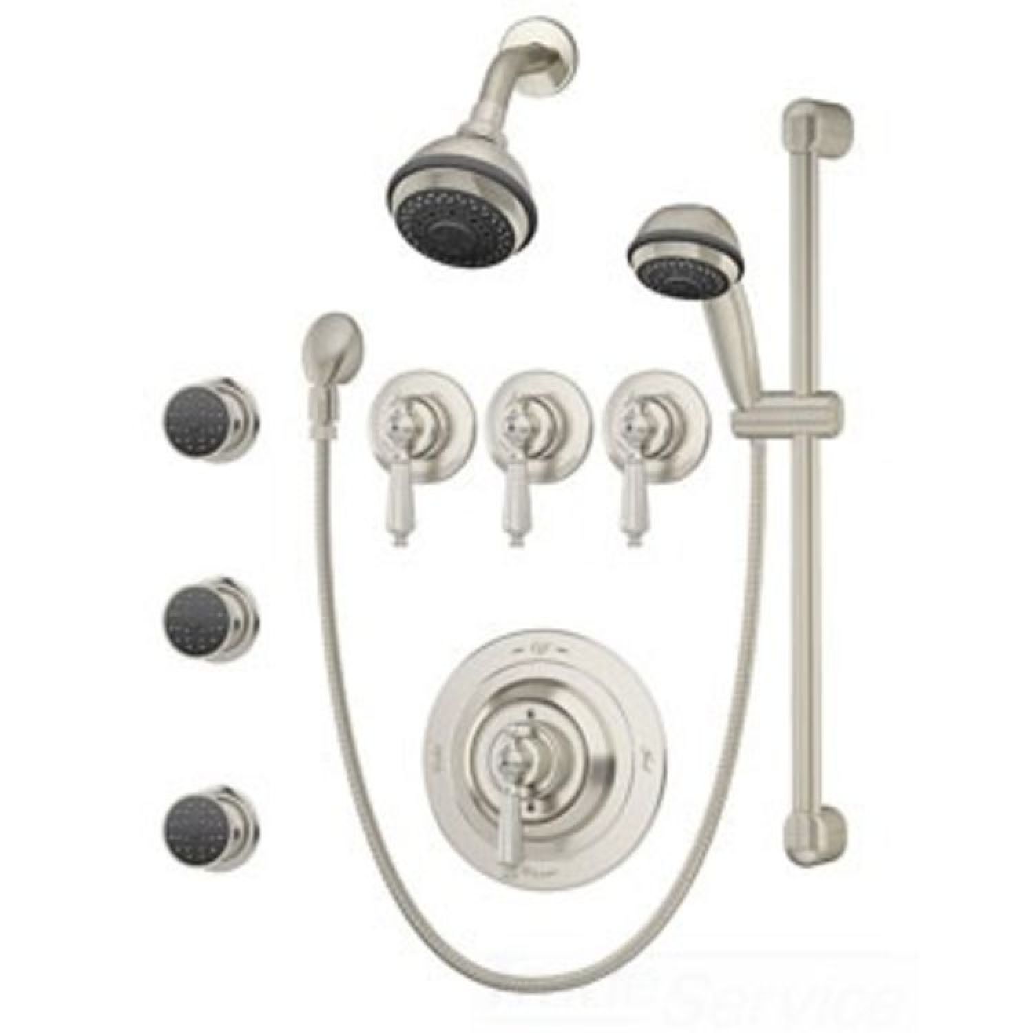 Symmons 1-7480-STN-X-CHKS Symmons Water Dance 3-Mode Two-Wall Shower System with High-Flo Pressure-Balancing Valve and 24in Slide Bar, Satin Nickel - 1-7480-STN-X-CHKS